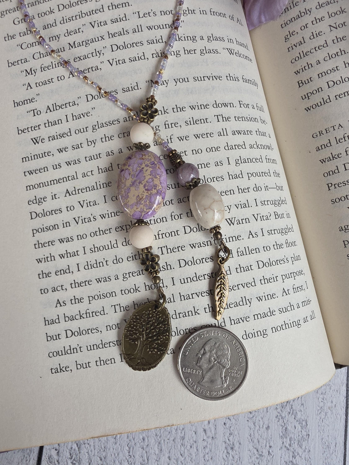 Gemstone Bookmark with Lavender Dyed Imperial Jasper Bead Makes a Unique Reader Gift