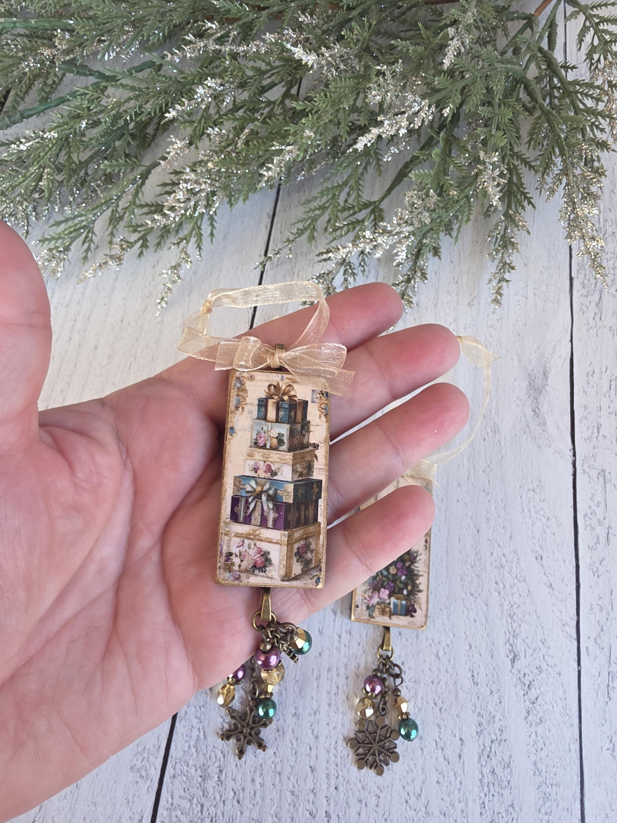Victorian Style Santa Ornaments, Christmas Scenes