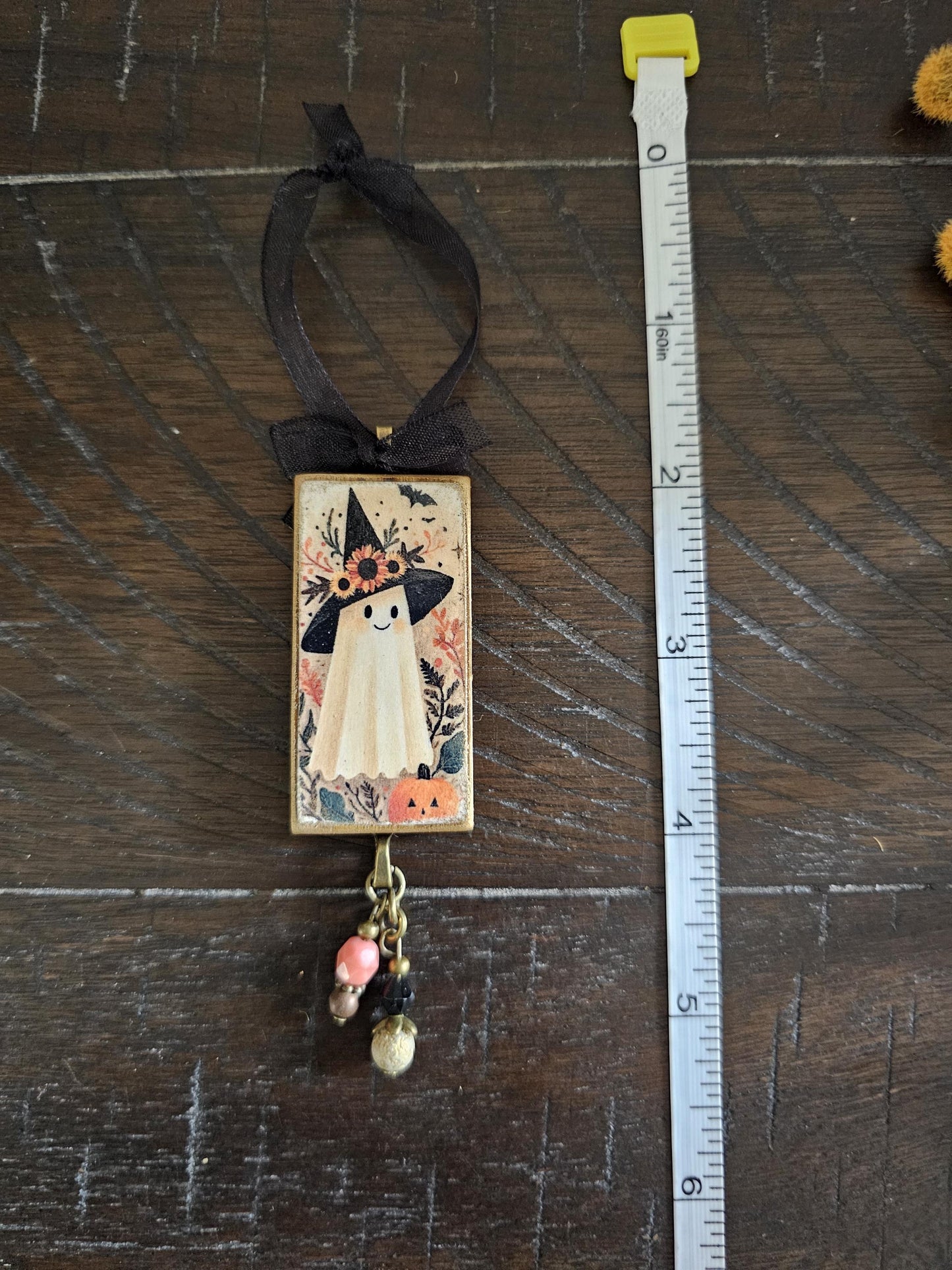 Whimsical Witch Ghost Ornament, Halloween Fall Decor