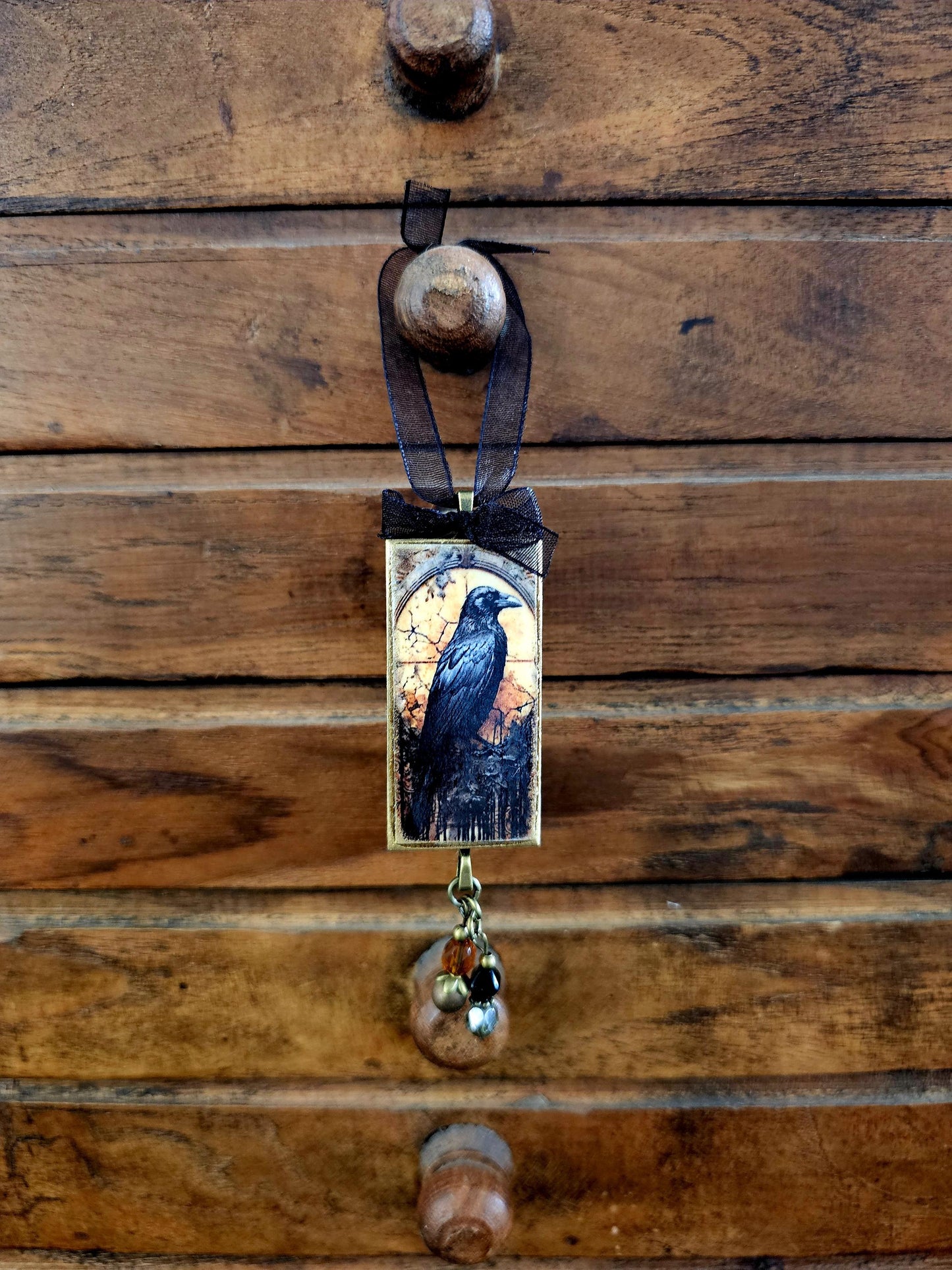Raven Halloween Ornament, Horror Themed Decor