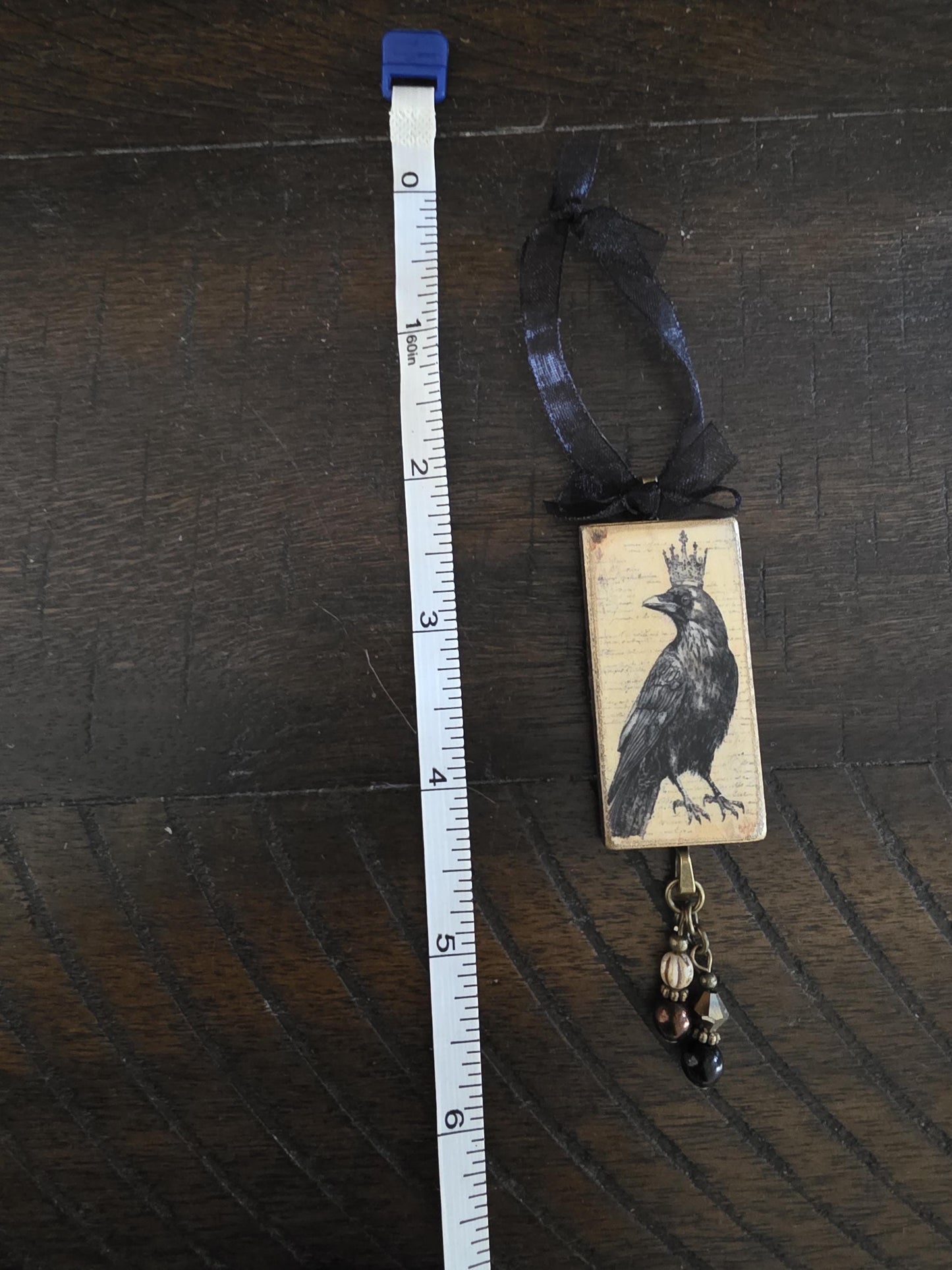 Crown Raven Halloween Ornament, Vintage Style
