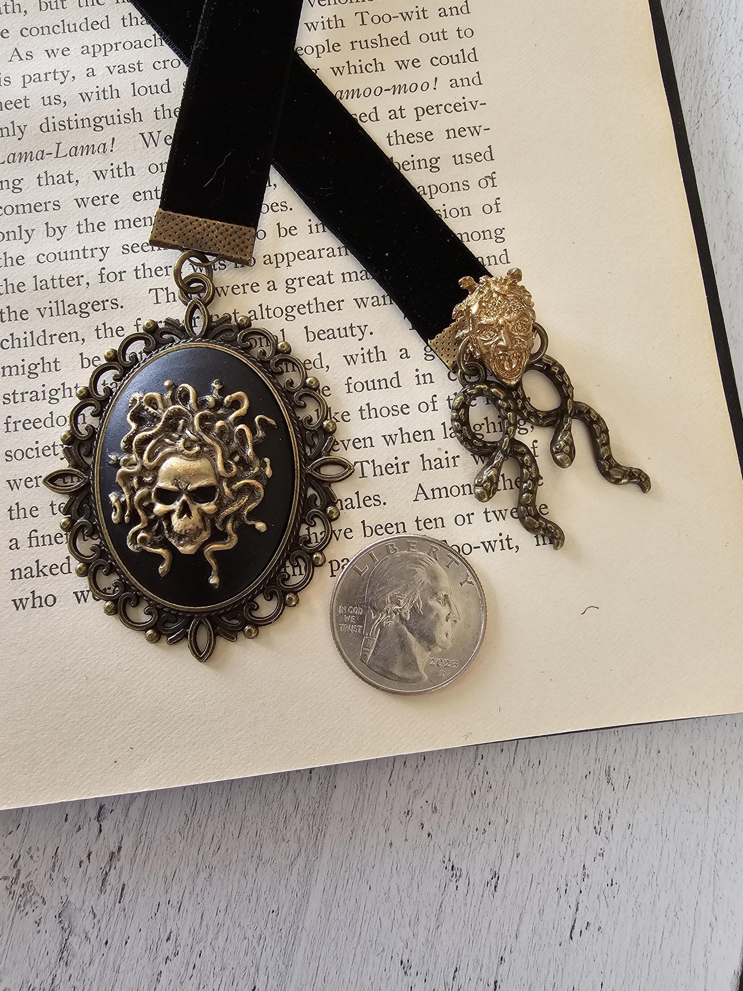 Medusa Skull Cameo Bookmark, Gothic Snake Bookmark, Horror Lover Or Reader Gift