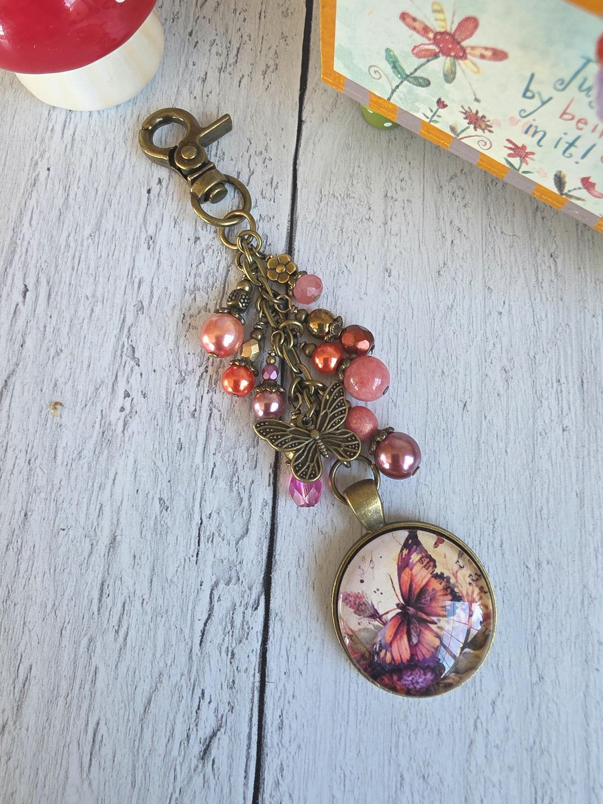 Butterfly Bag Charm, Beaded Purse Flair