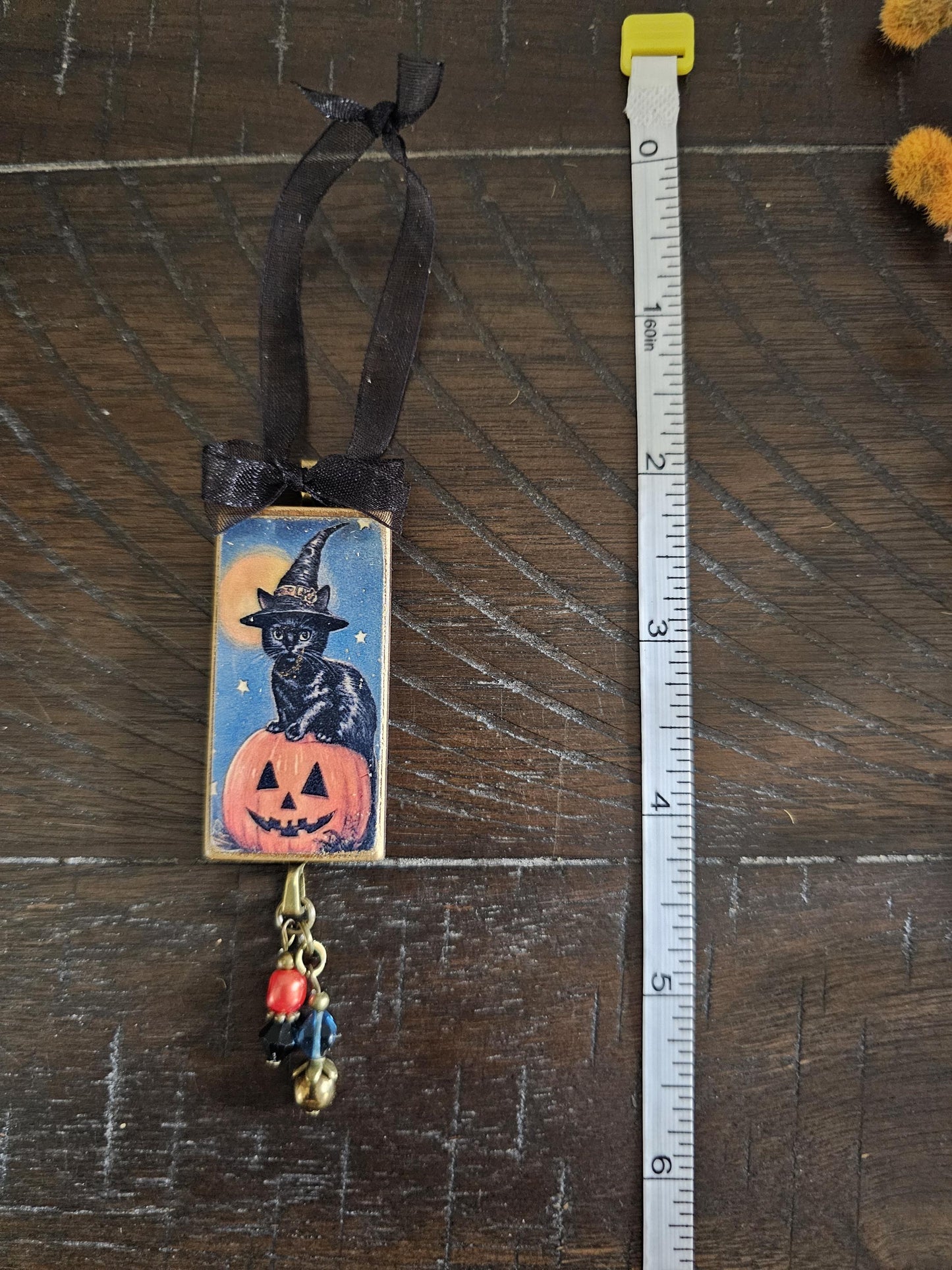 Witch Cat Halloween Ornament, Fall Decor