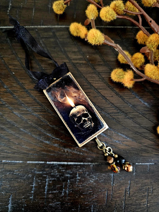 Creepy Skull Ornament, Skull Candle Halloween Decor