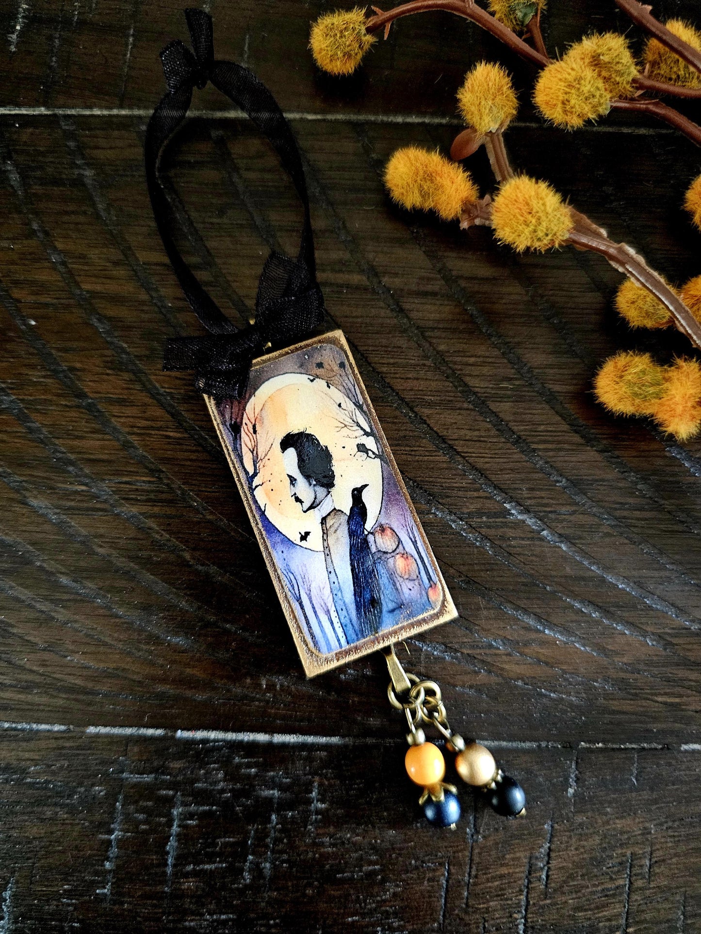 Poe Raven Theme Ornament, Halloween Horror Decor