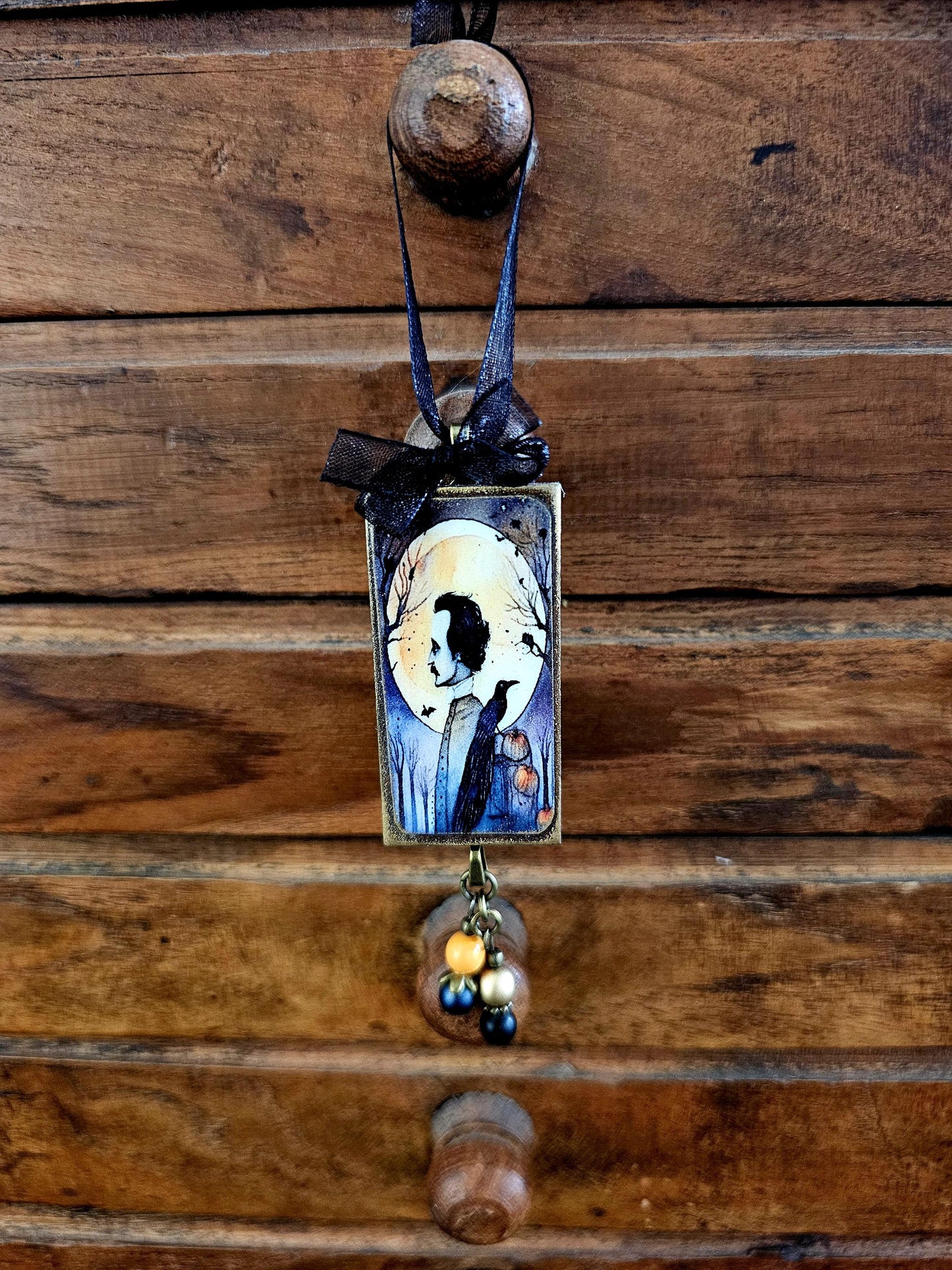 Poe Raven Theme Ornament, Halloween Horror Decor