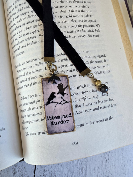 Murder of Crows Velvet Ribbon Bookmark, Perfect Gift for the Gothic Reader