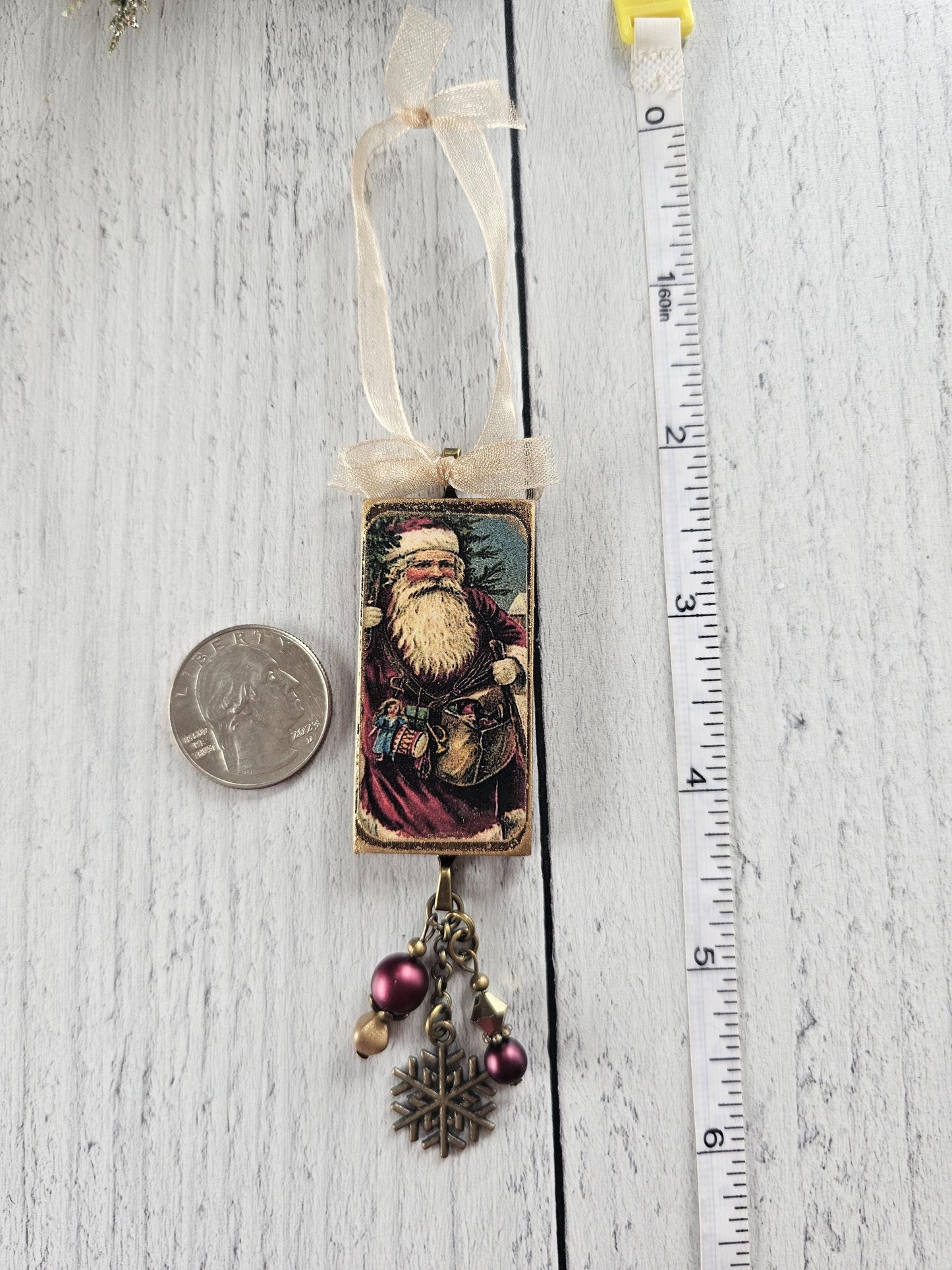 Set of Three Handmade Santa Claus Christmas Ornaments, Buy all 3 or Singles