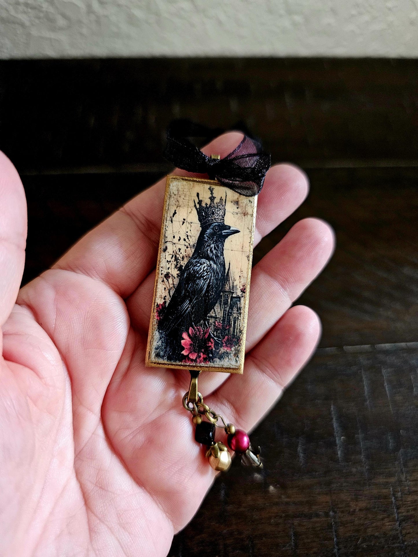 Raven with Crown Halloween Ornament