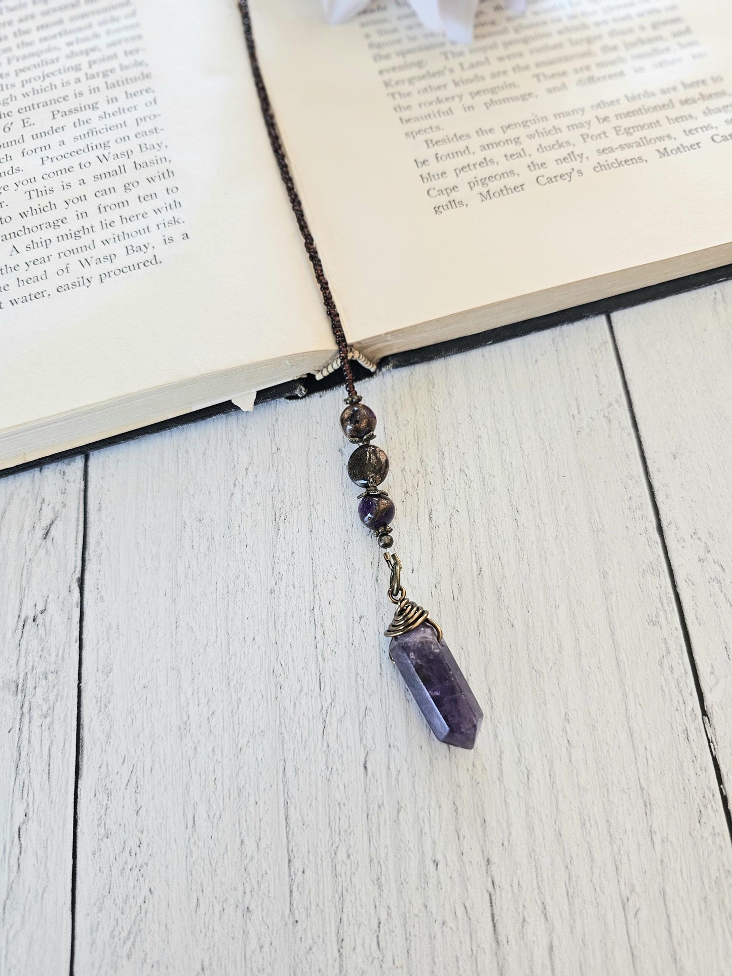 Amethyst Crystal Point Bookmark, Gemstone Bookmarker, Reader Gift