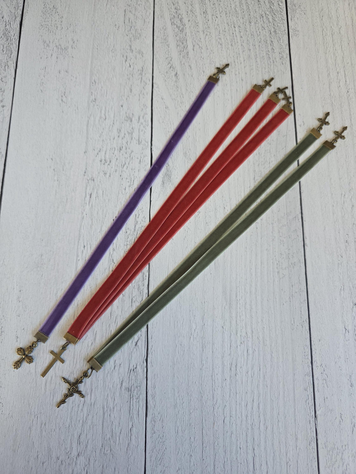 Multi-strand Bookmark for Bible, Customize Your Personal Study Aid With Cross Charms, Color, Number and Length of Ribbons