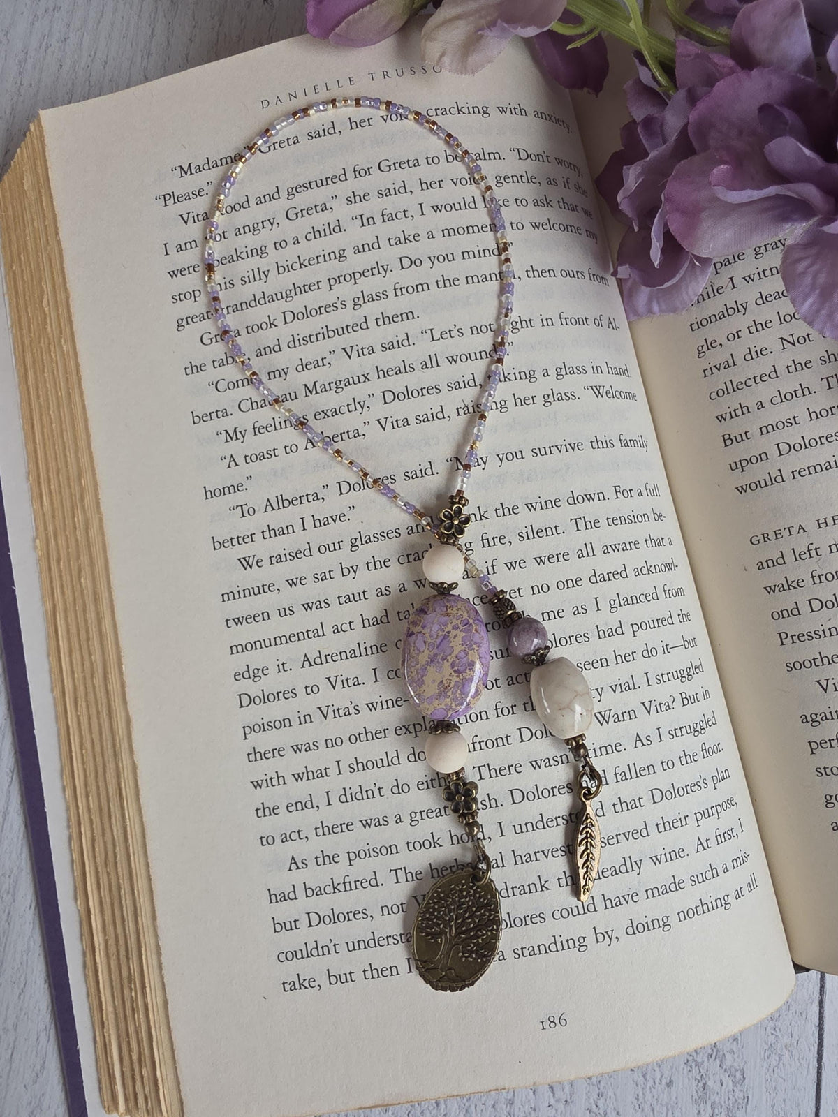 Gemstone Bookmark with Lavender Dyed Imperial Jasper Bead Makes a Unique Reader Gift