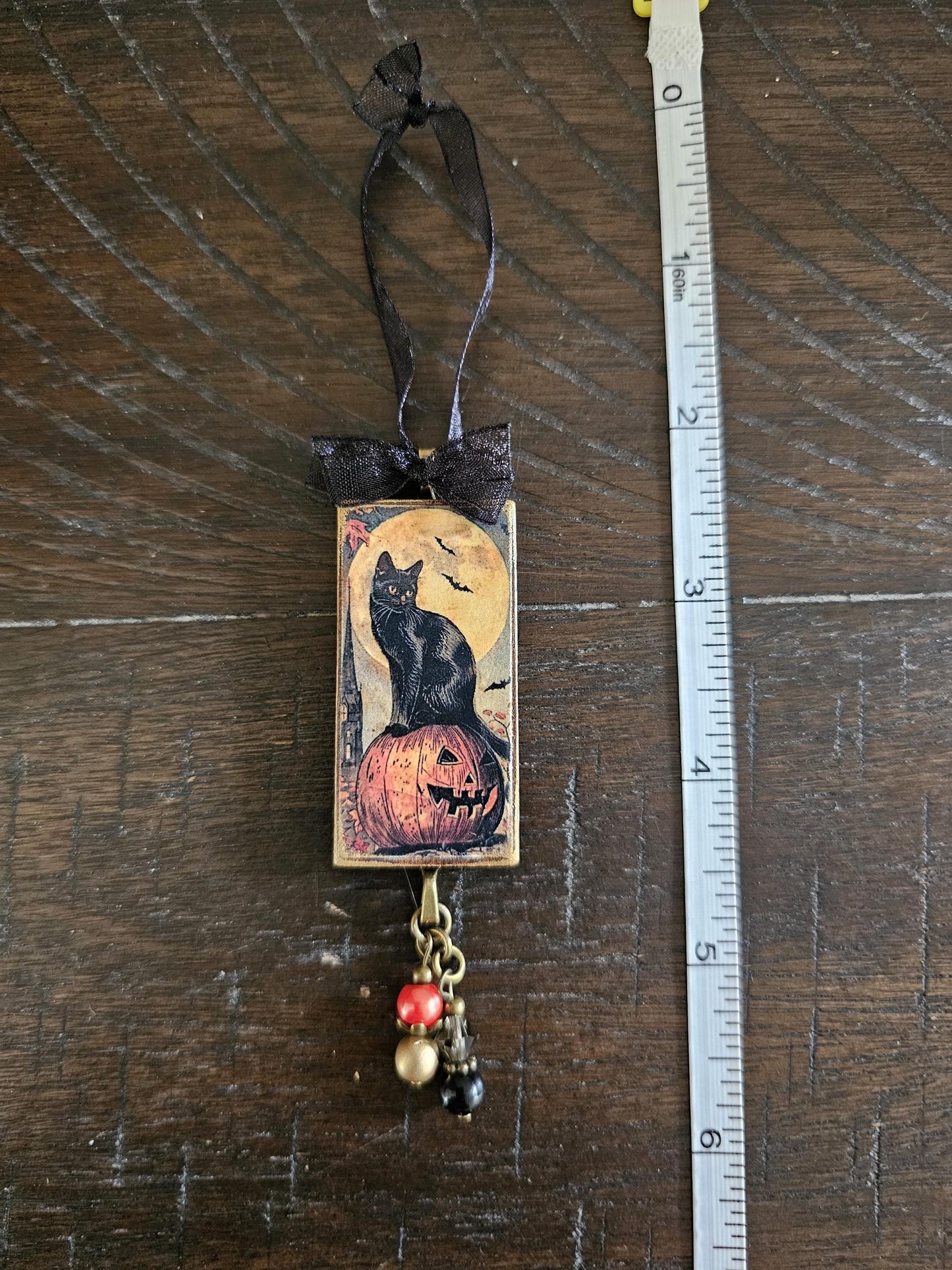 Black Cat Halloween Ornament, Spooky Themed Decor