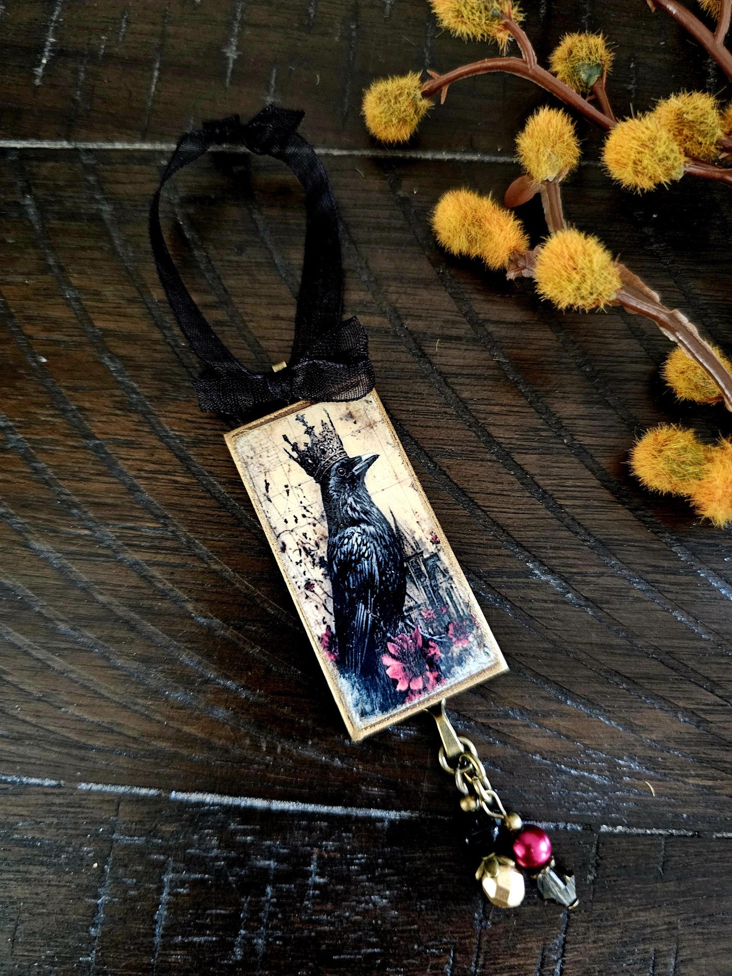 Raven with Crown Halloween Ornament