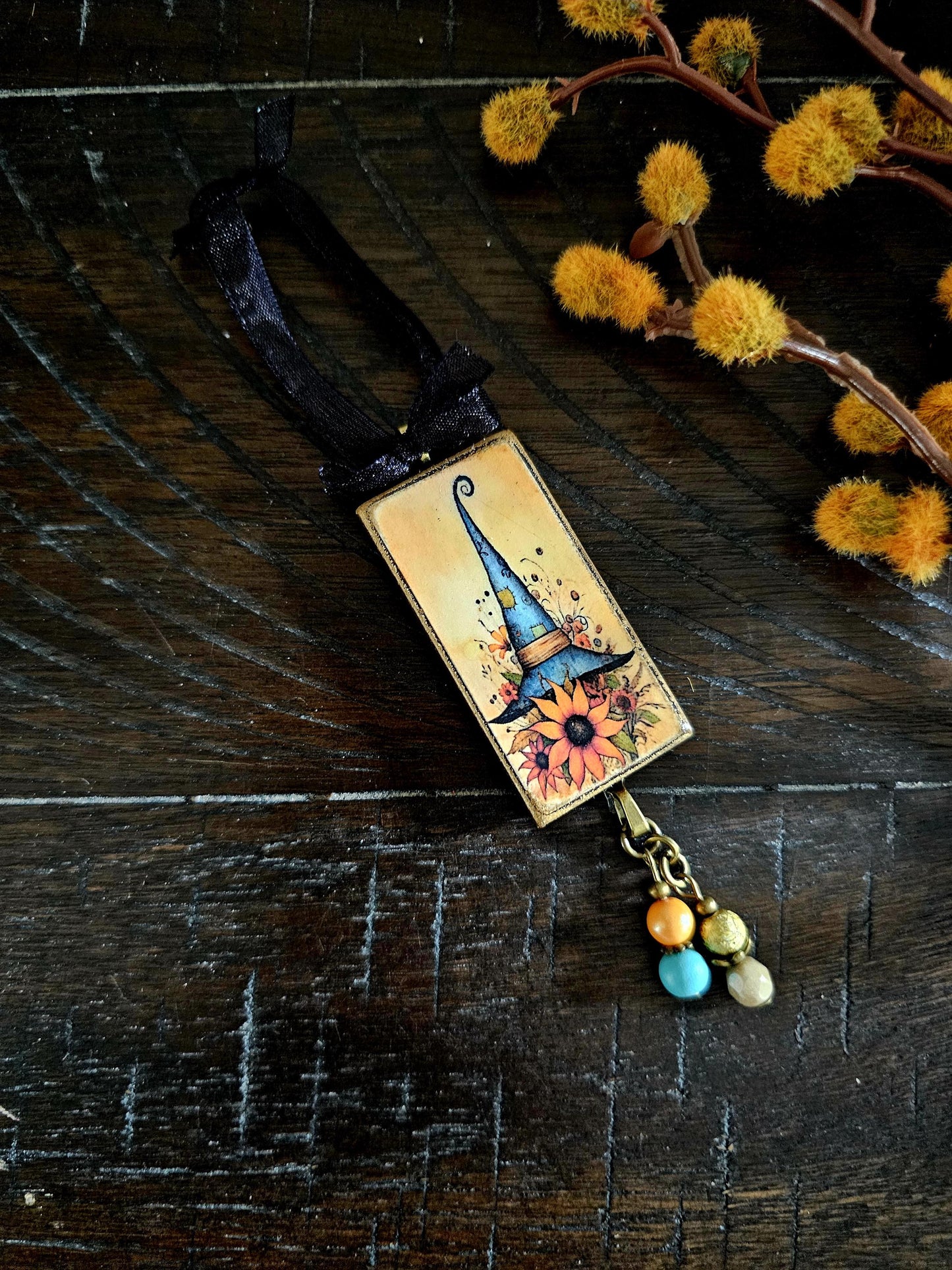 Witch Hat Ornament, Autumn Halloween Decor