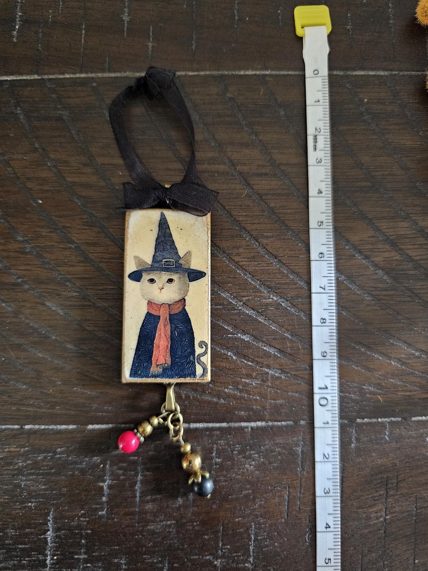 Witch Cat Halloween Ornament, Fall Decor