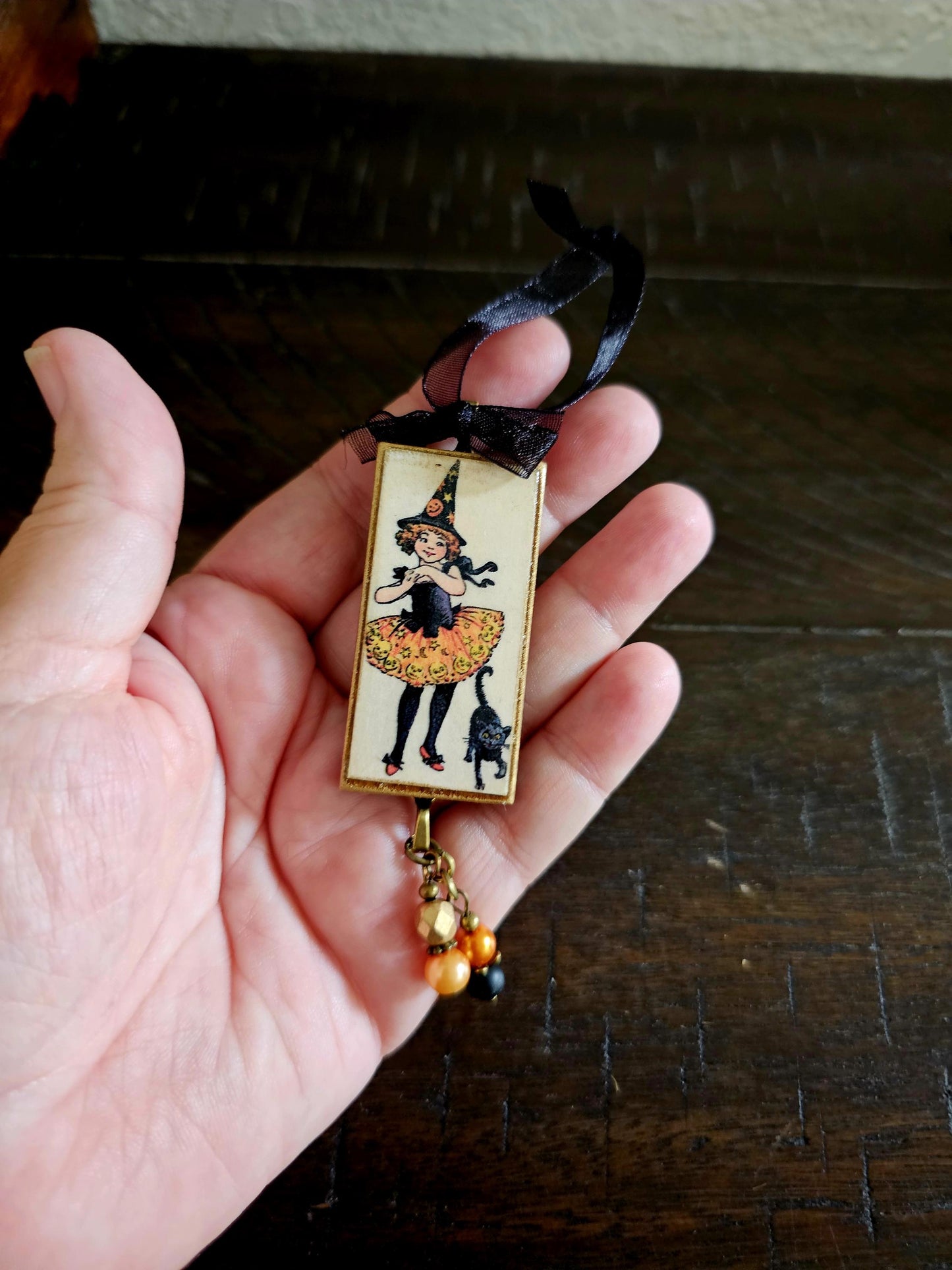 Vintage Style Halloween Ornament, Girl in Costume