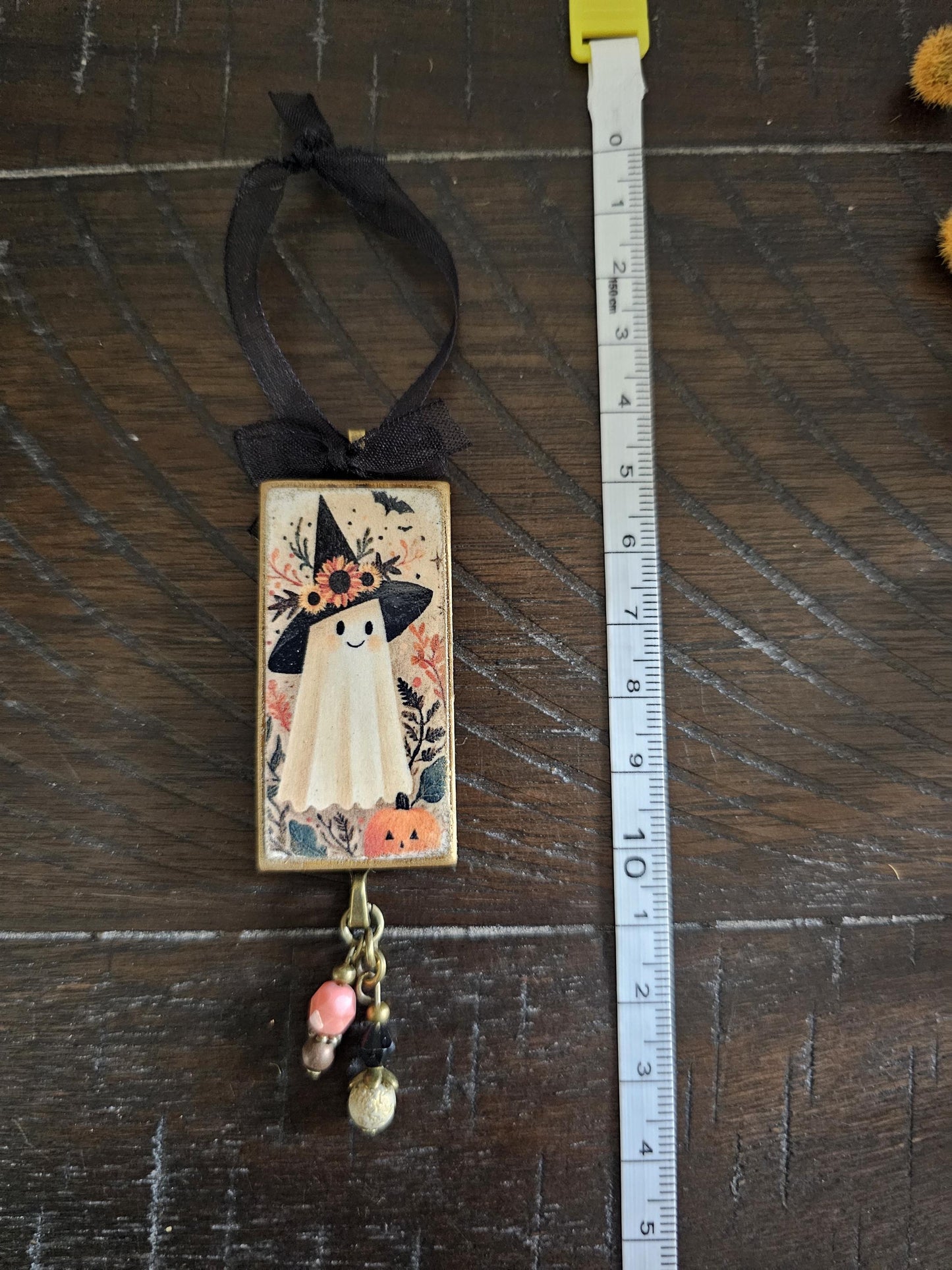 Whimsical Witch Ghost Ornament, Halloween Fall Decor