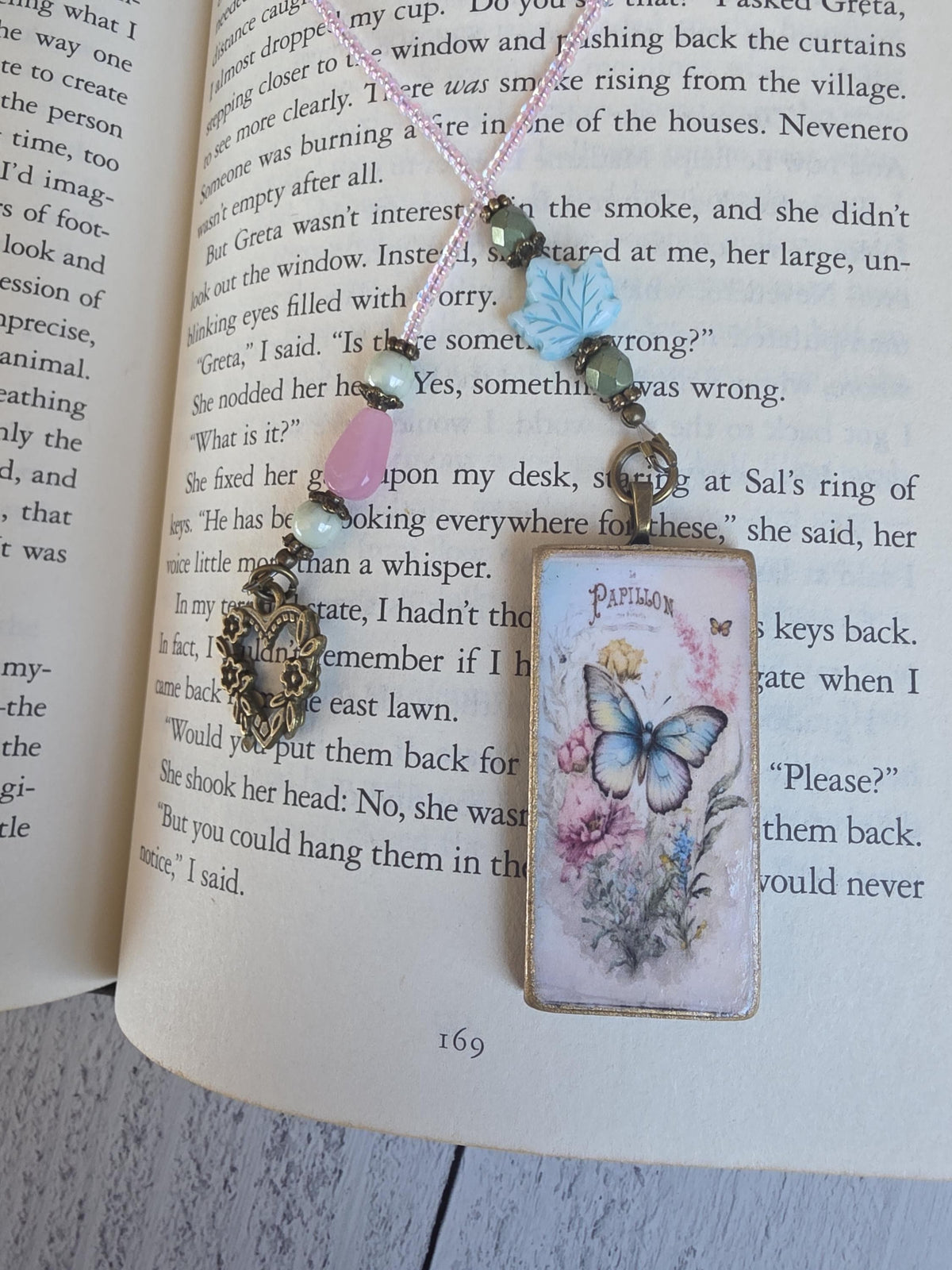 Vintage Style Butterfly Bookmark, Beaded Nature Theme
