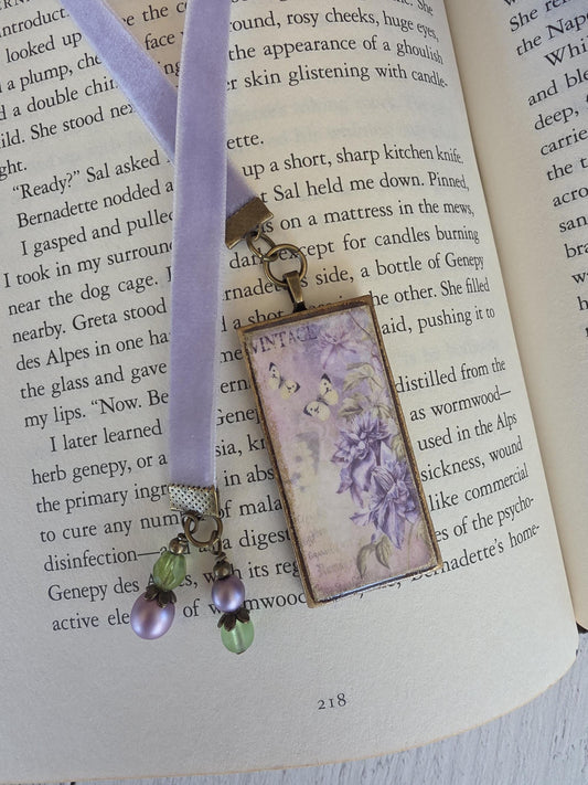 Flower Bookmark, Vintage Style Bookmarker, Bookworm Gift, Reader Gift