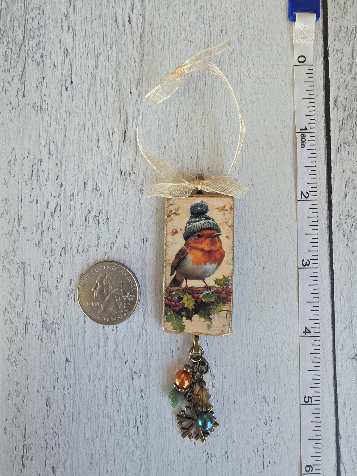 Handmade Whimsical Birds With Hats Christmas Ornaments