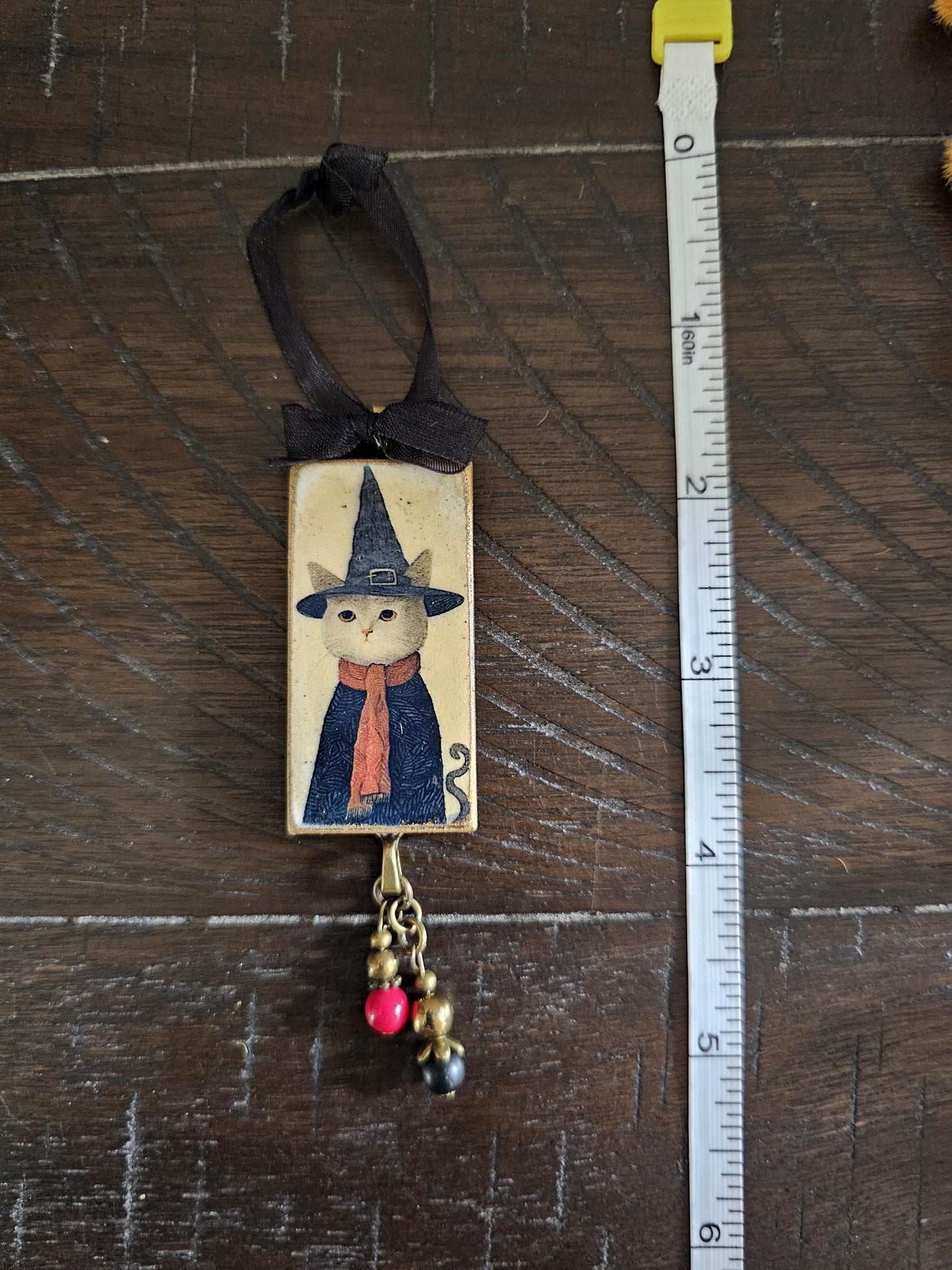 Witch Cat Halloween Ornament, Fall Decor