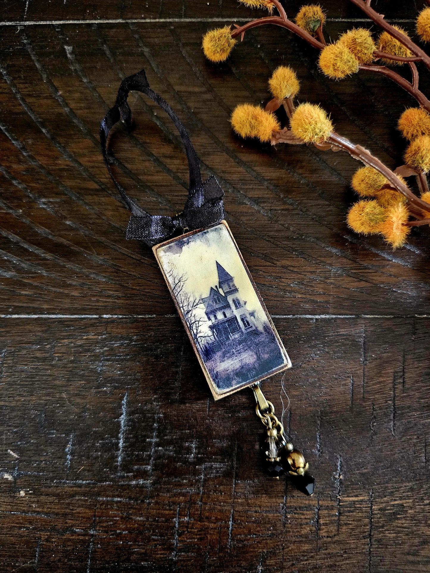 Creepy Derelict House Halloween Ornament, Spooky Decor
