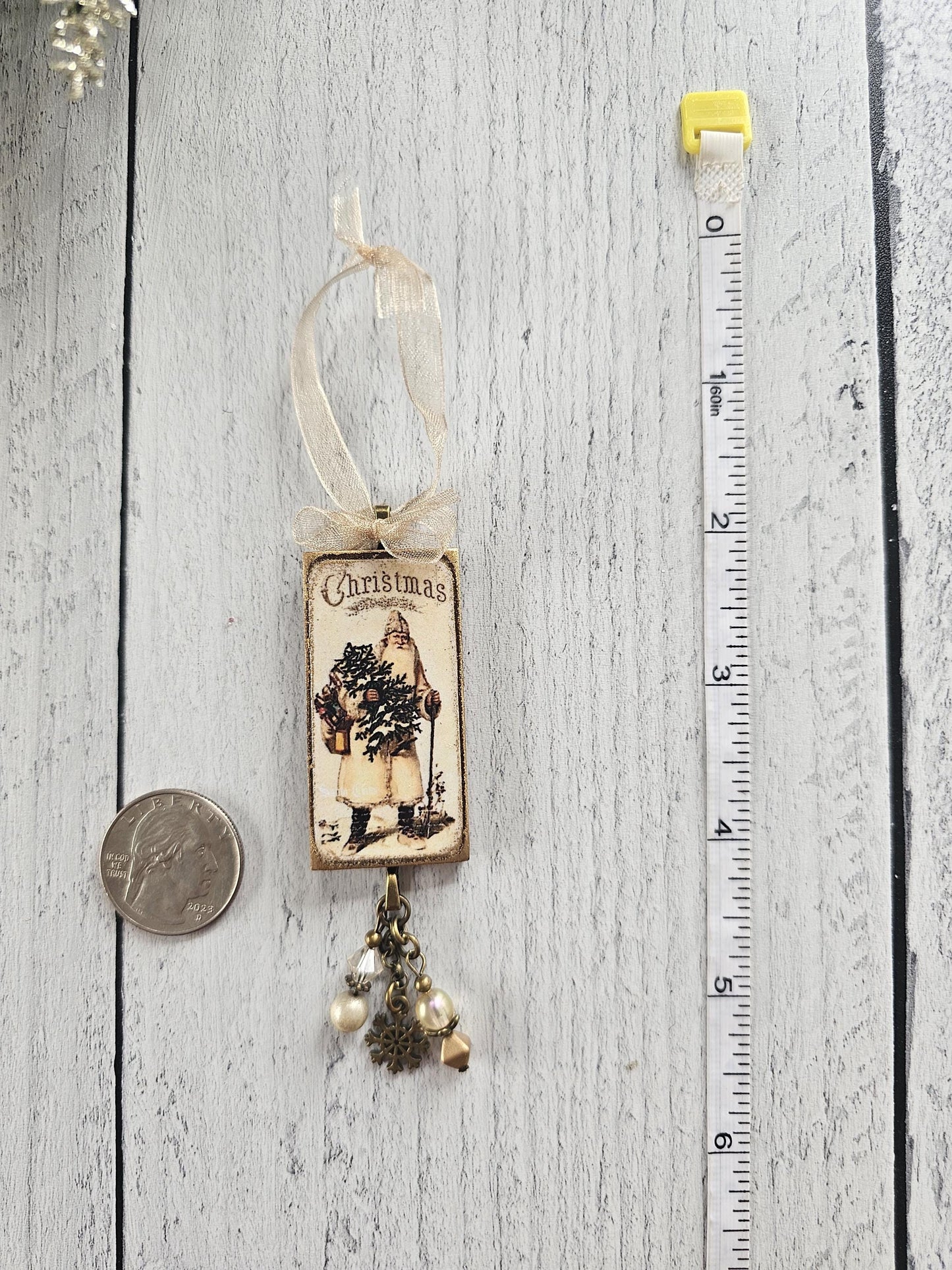 Set of Three Handmade Santa Claus Christmas Ornaments, Buy all 3 or Singles