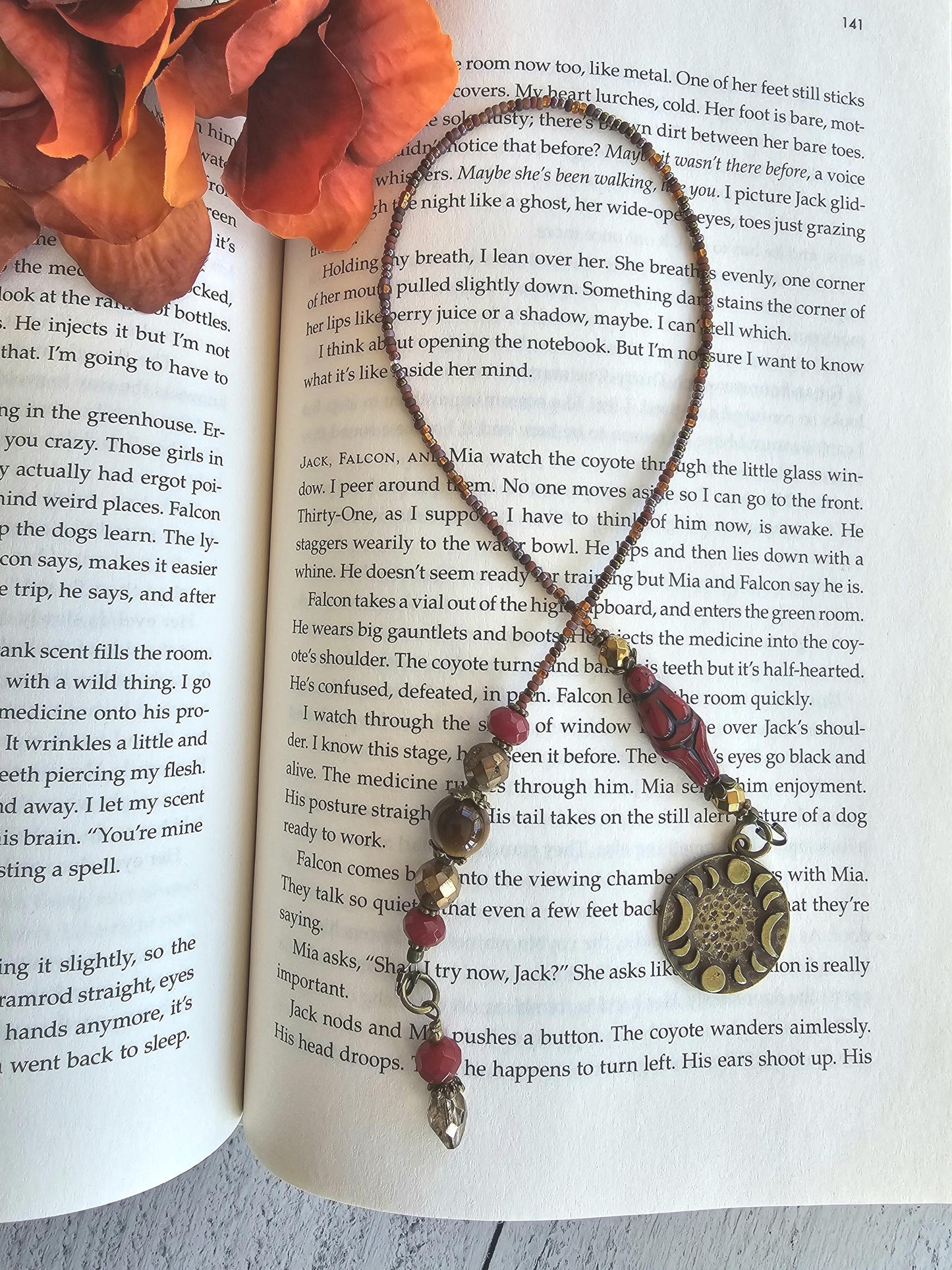 Goddess Bookmark: Handcrafted with Tiger Eye and Dyed Quartz Beads for Magical Reading Adventures