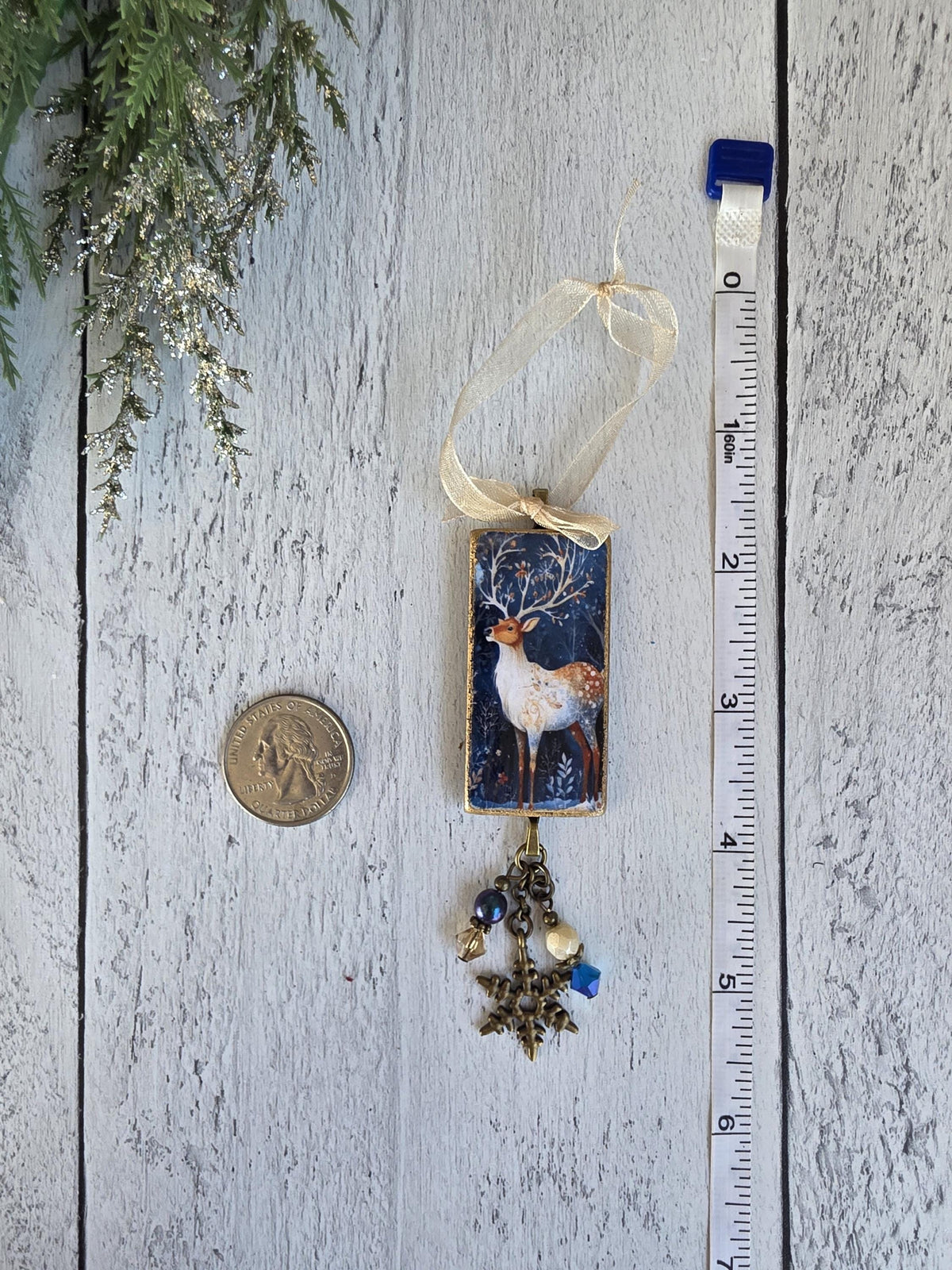 Yule Christmas Ornaments, Nighttime Scene