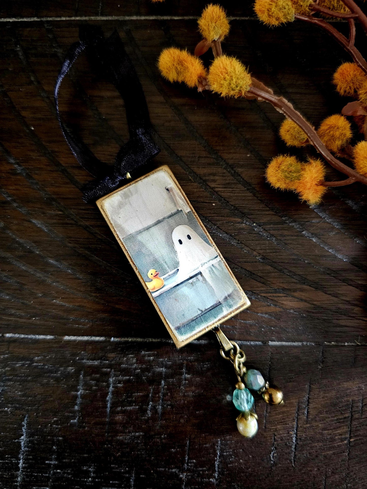 Whimsical Ghost in Bath Halloween Ornament