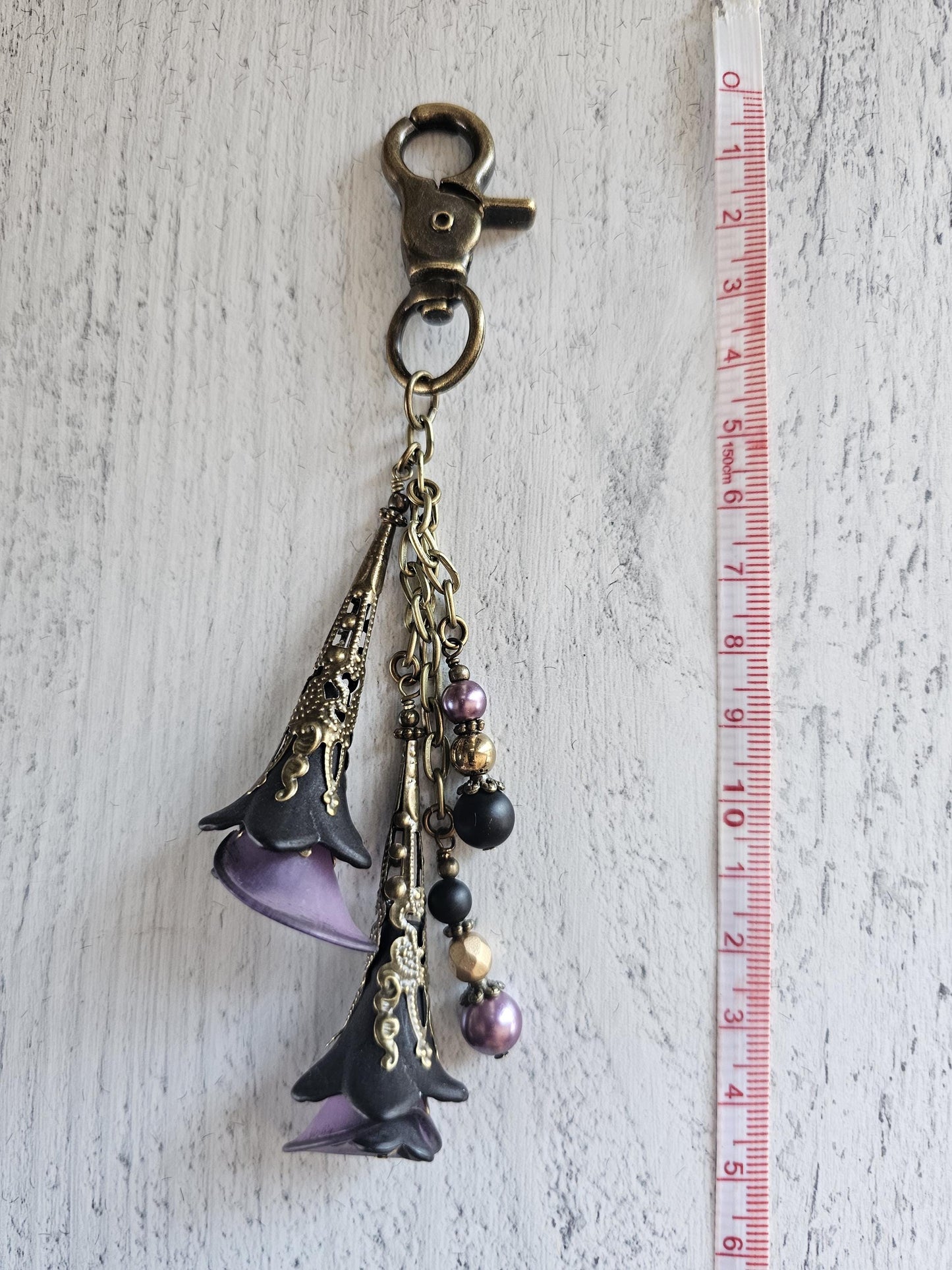 Dark Gothic Purple and Black Bag or Purse Tassel, Perfect Accessory to Clip Anywhere