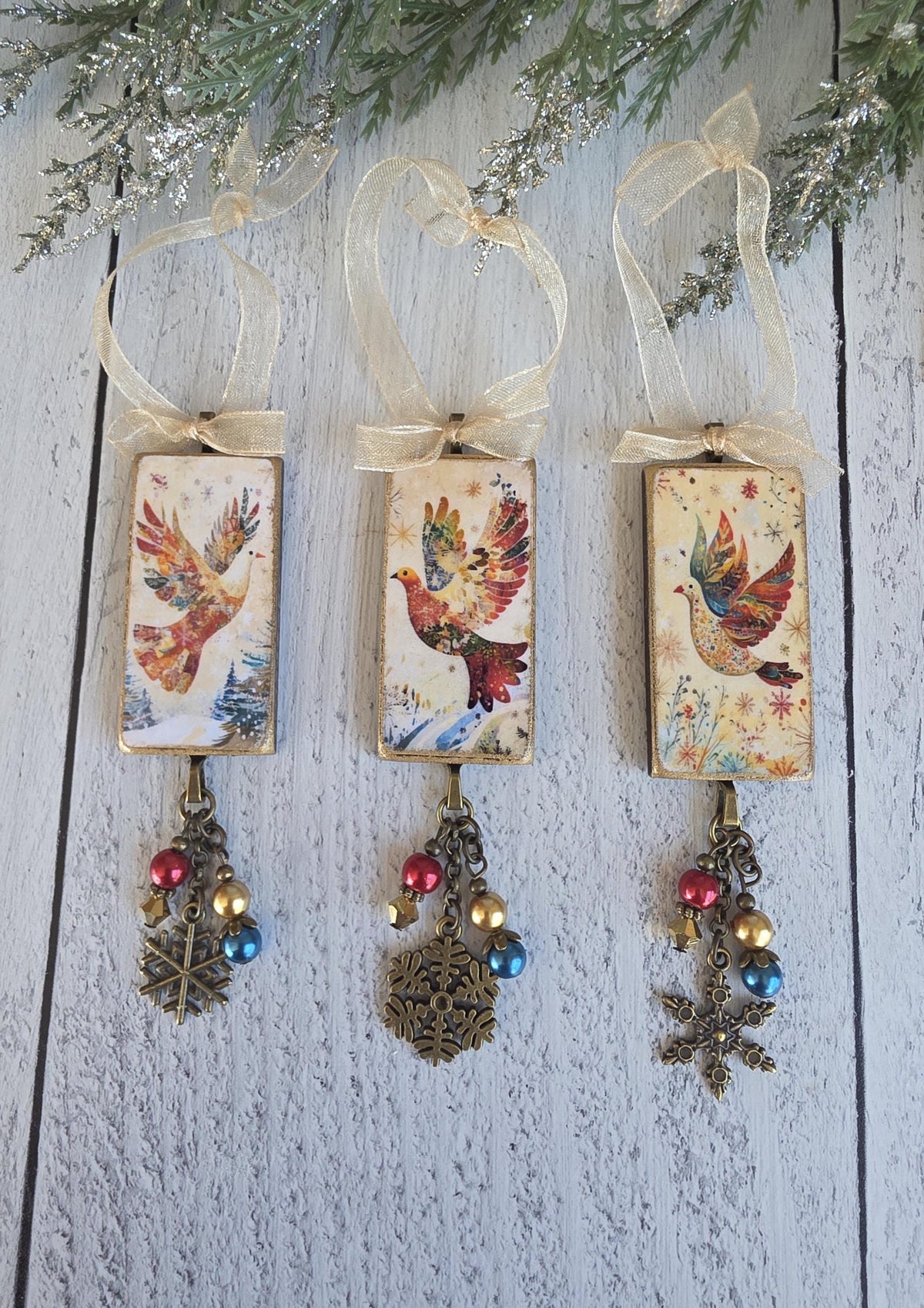 Handmade Peace Dove Christmas Ornaments
