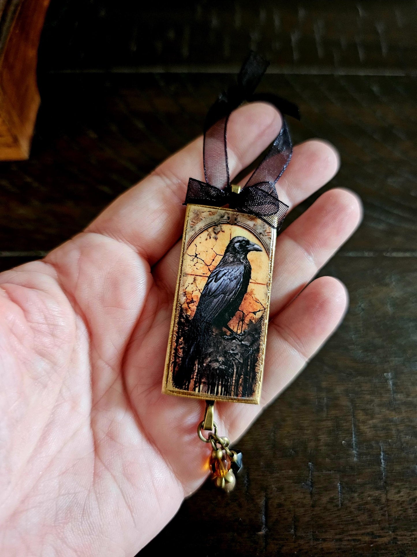Raven Halloween Ornament, Horror Themed Decor