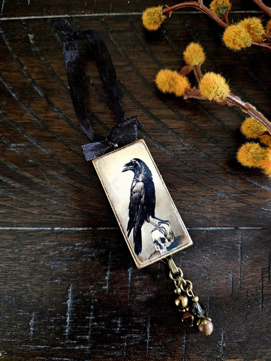 Raven Halloween Ornament, Horror Themed Decor