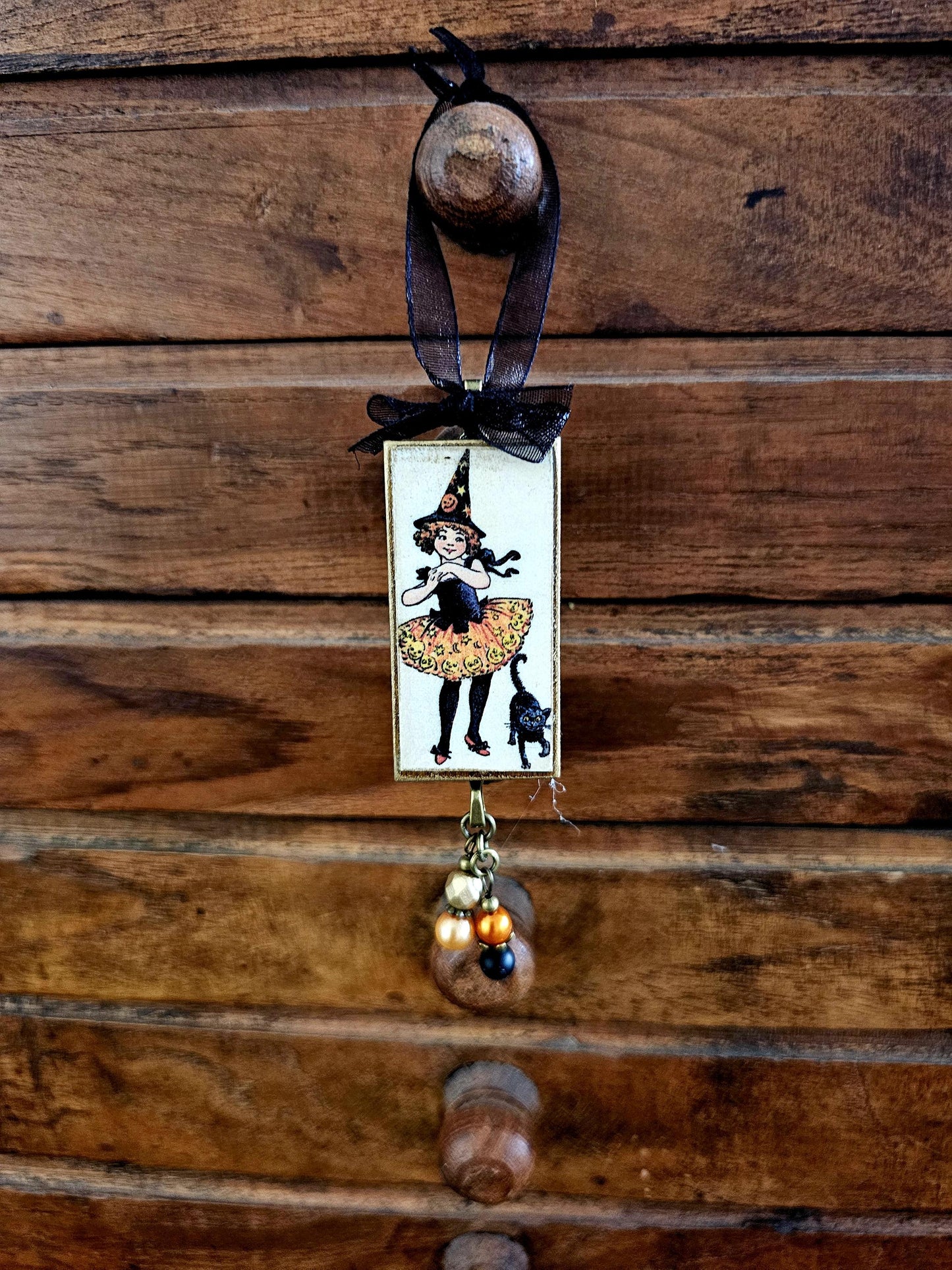 Vintage Style Halloween Ornament, Girl in Costume