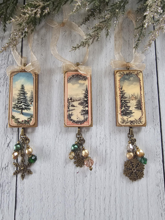 Vintage Style Christmas Ornaments, Perfect for Yule Holiday Winter Scene Decor