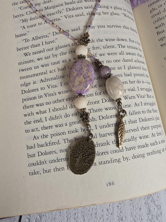 Gemstone Bookmark with Lavender Dyed Imperial Jasper Bead Makes a Unique Reader Gift