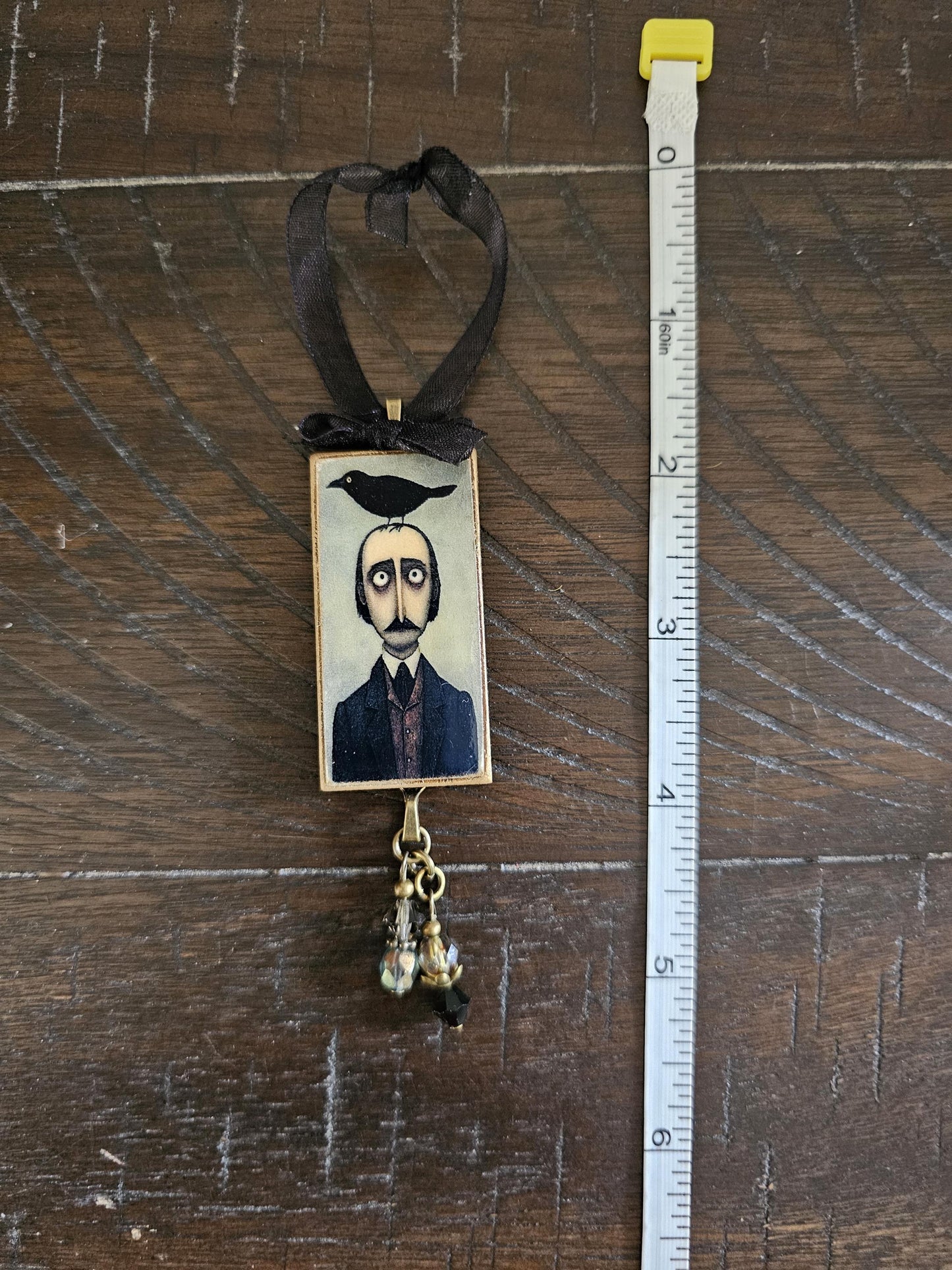 Whimsical Poe Raven Theme Ornament, Halloween Horror Decor