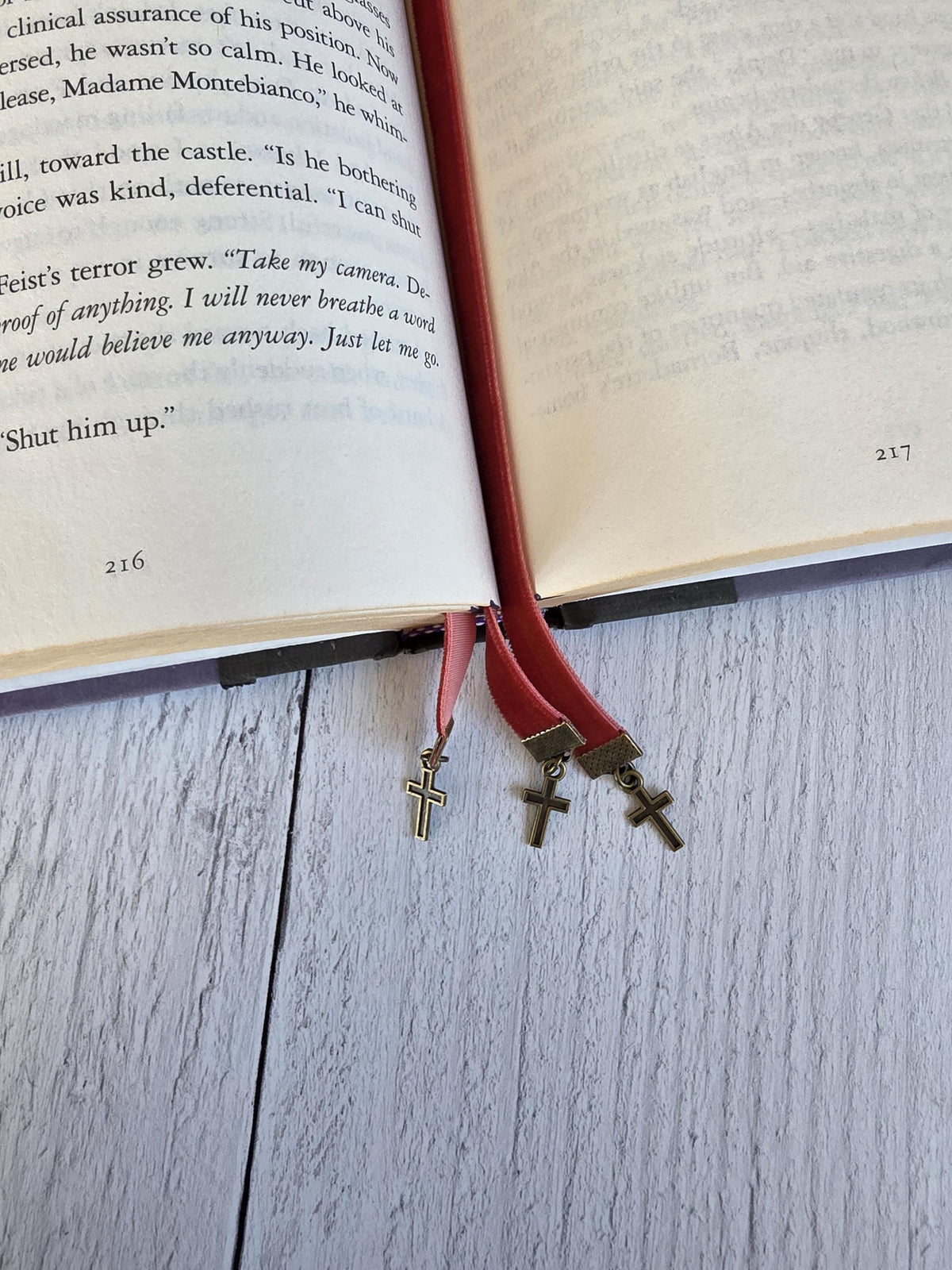 Multi-strand Bookmark for Bible, Customize Your Personal Study Aid With Cross Charms, Color, Number and Length of Ribbons
