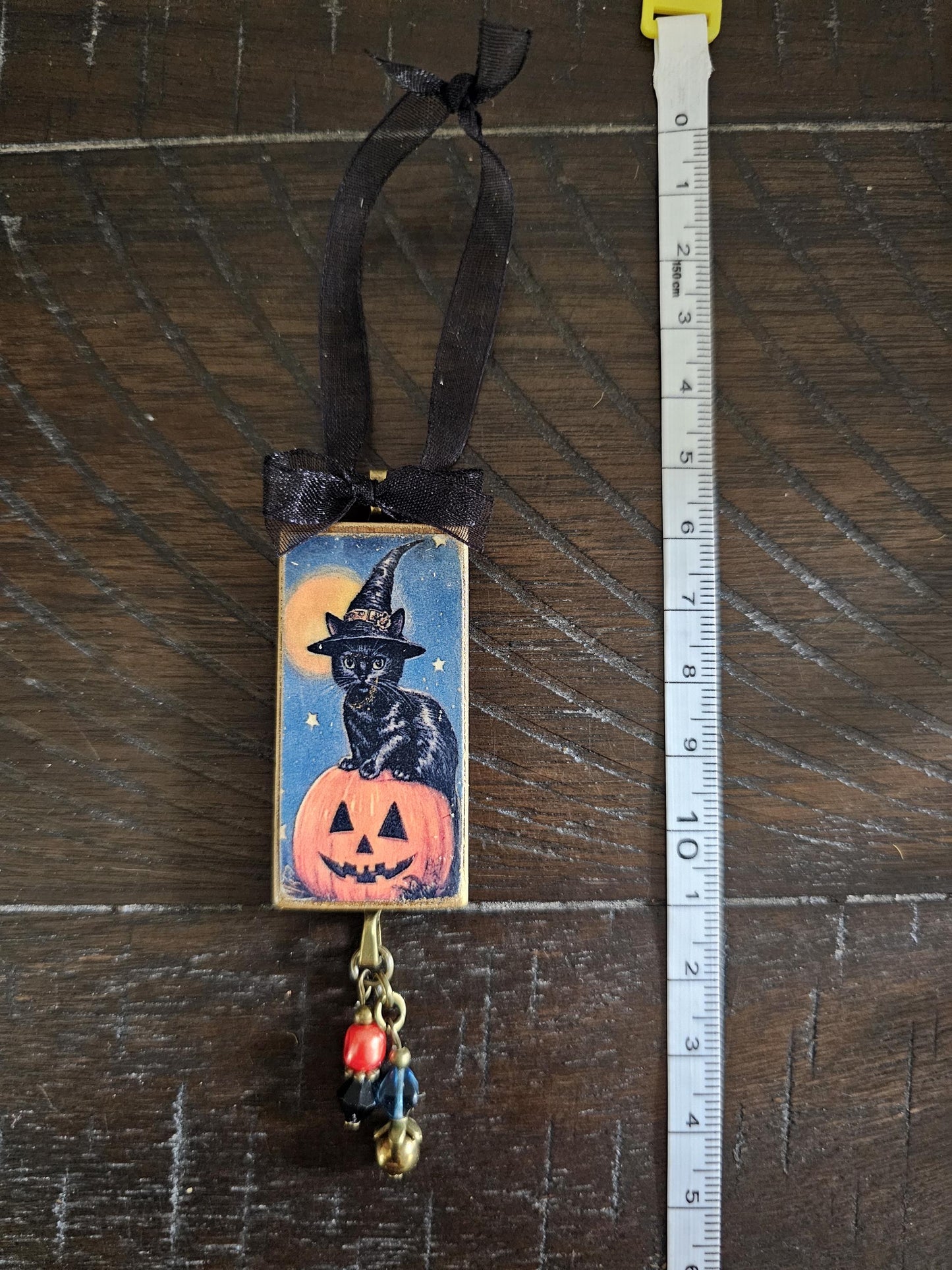 Witch Cat Halloween Ornament, Fall Decor