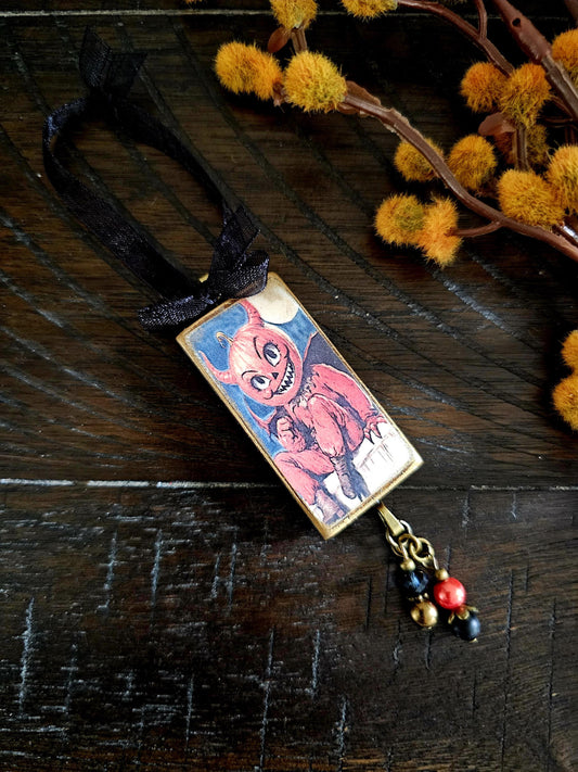 Vintage Style Devil Ornament, Halloween Themed Decor