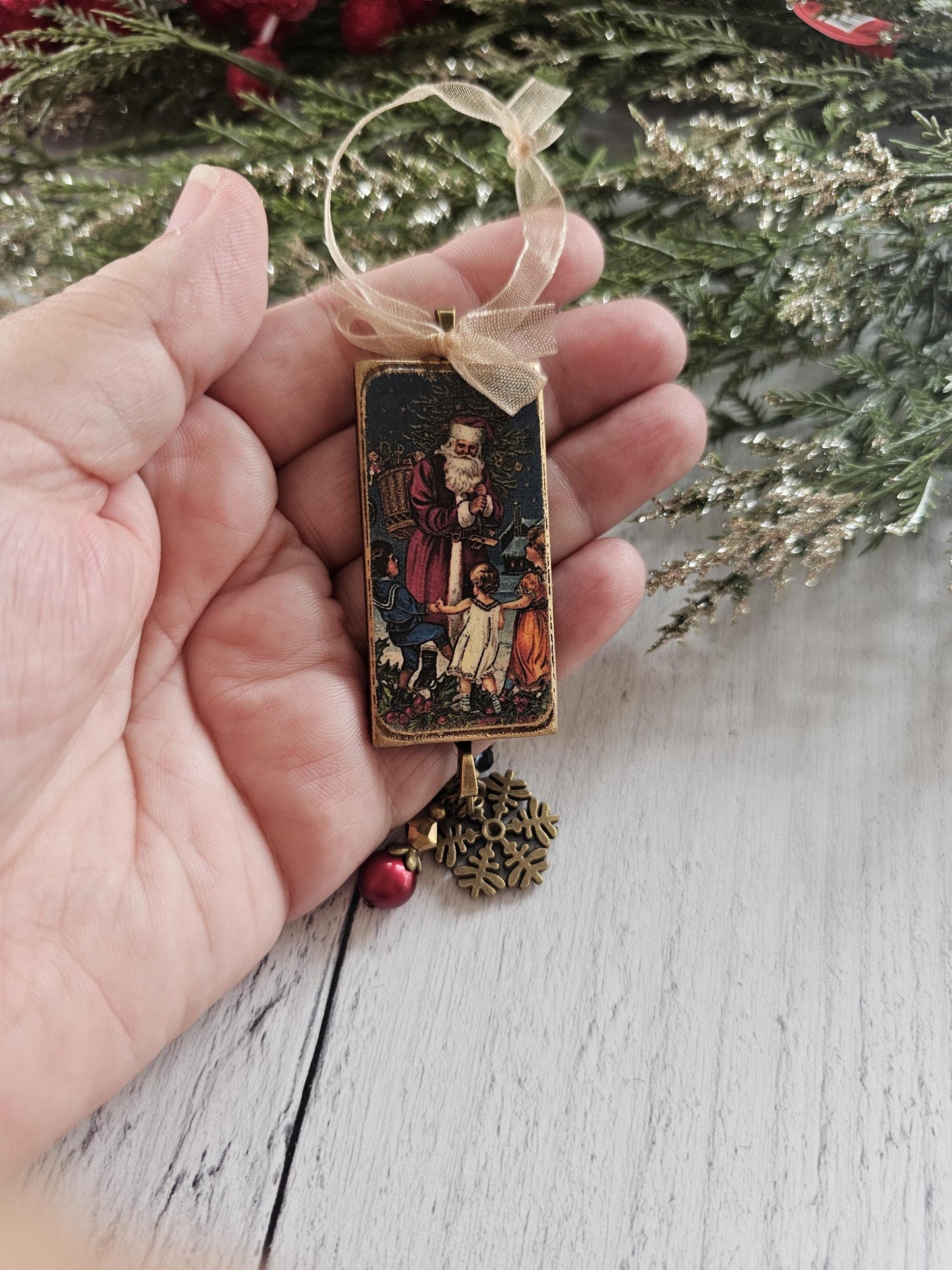 Handmade Santa Claus Christmas Ornaments, Buy One or Set of All Three