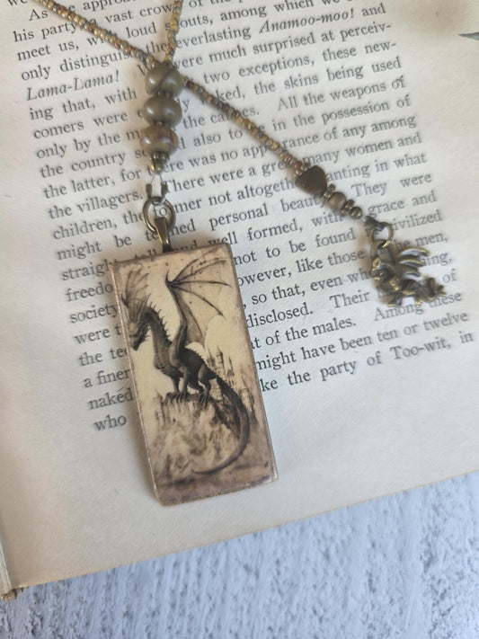 Beaded Bookmark With Handmade Dragon Pendant