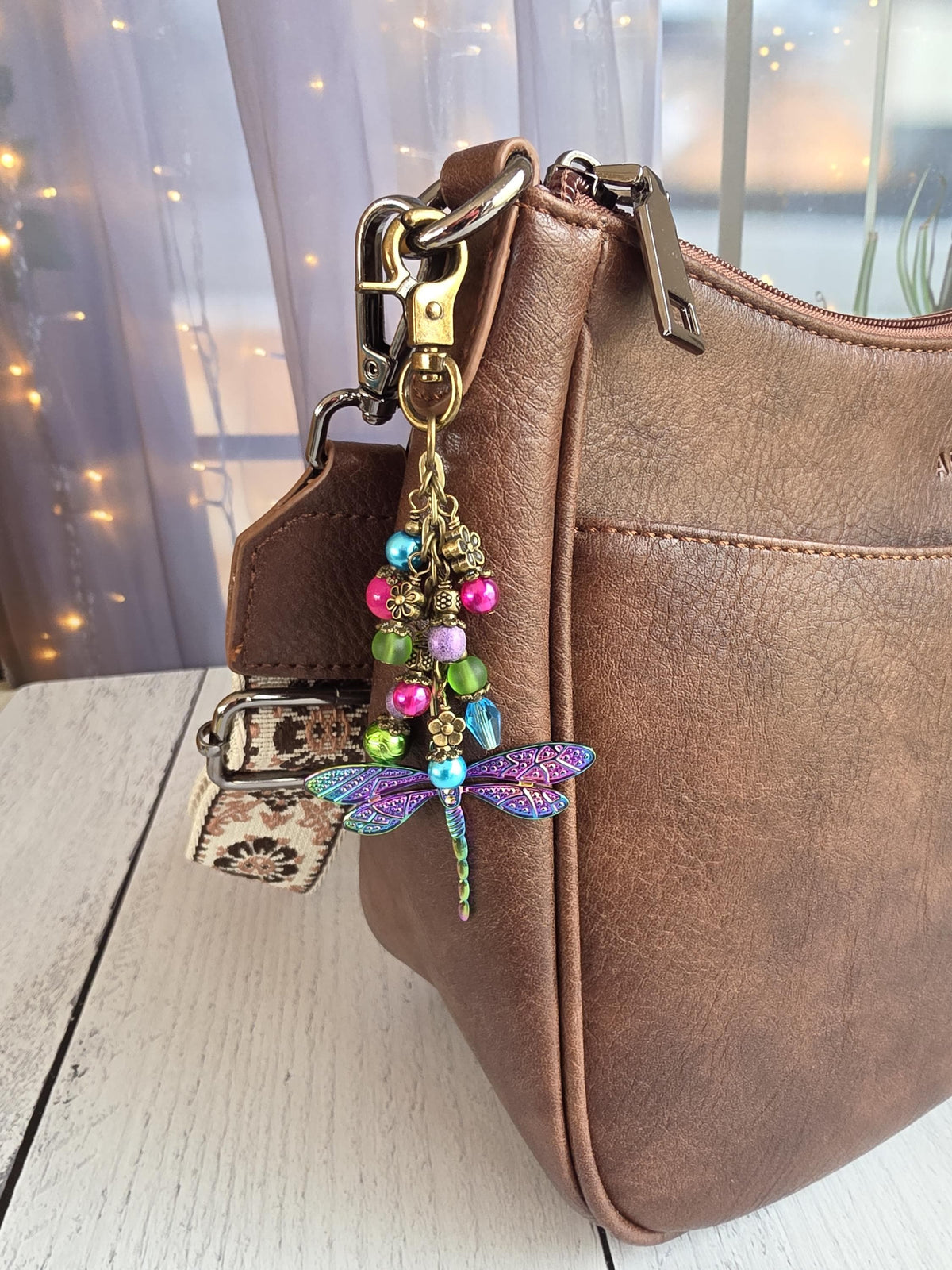 Dragonfly Bag Charm, Bright and Colorful