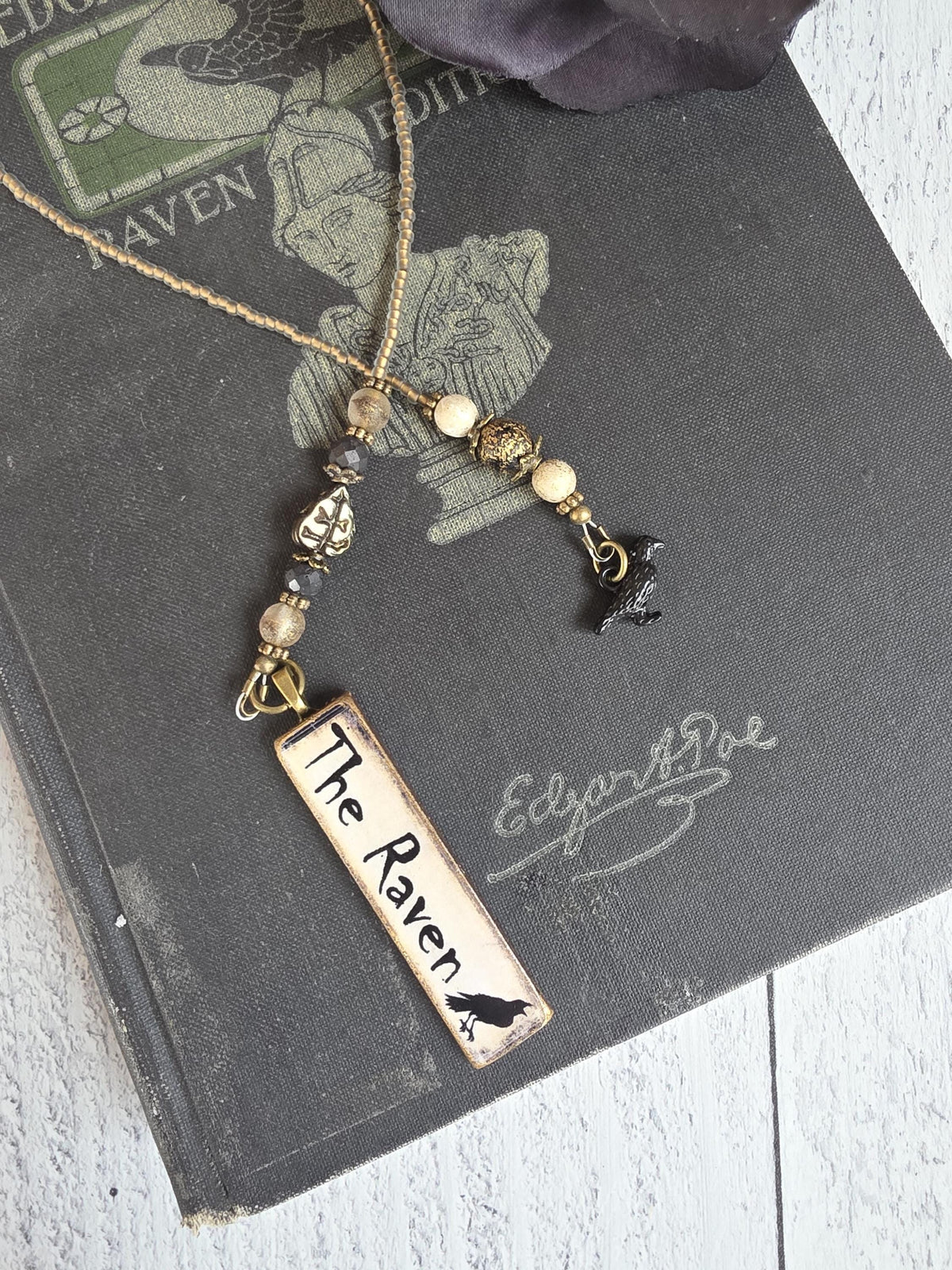 The Raven Bookmark, Handmade Pendant, Choose Your Length