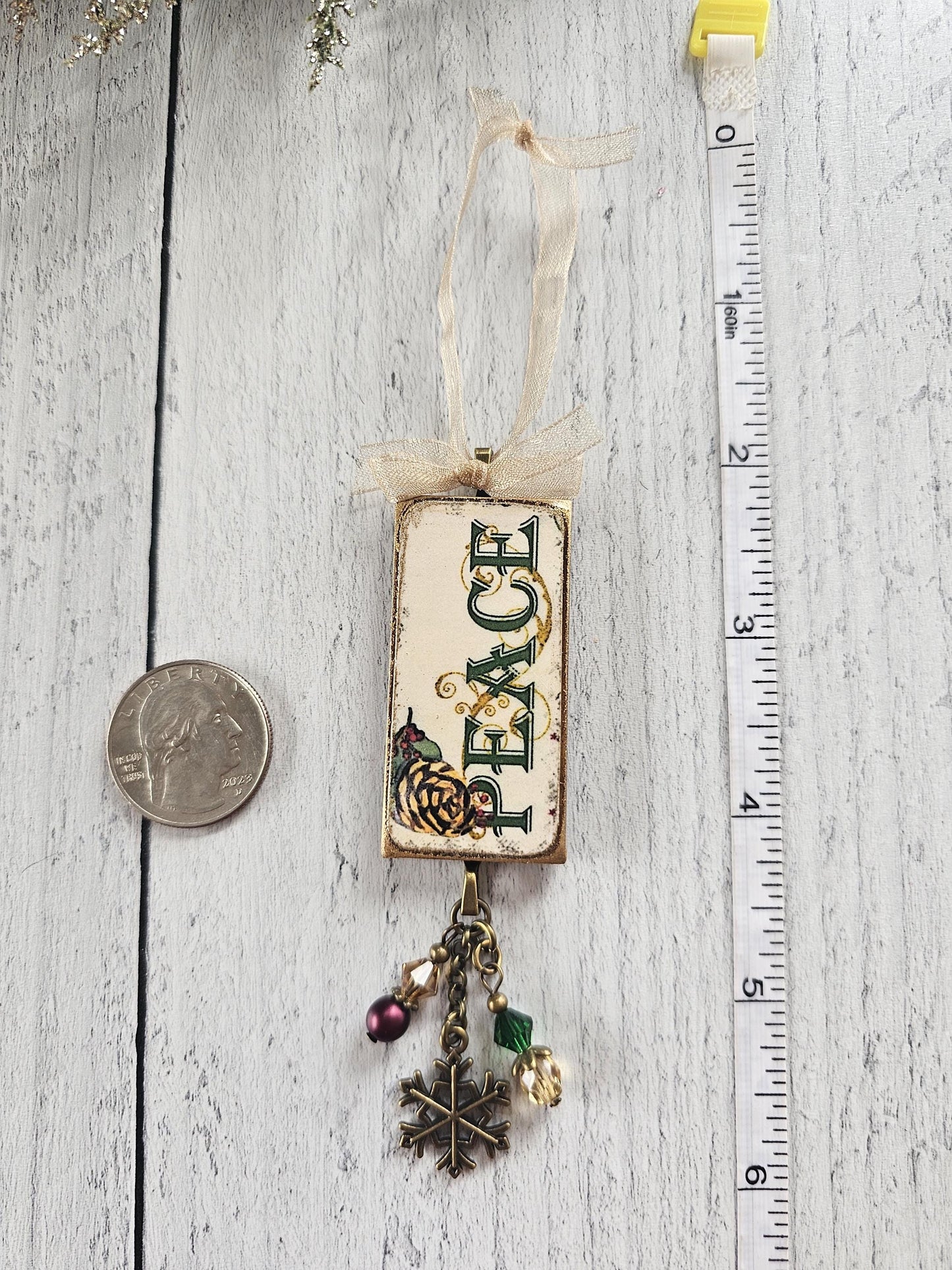 Unique Christmas Ornaments, Love, Peace, Christmas Tree, Buy One or All Three