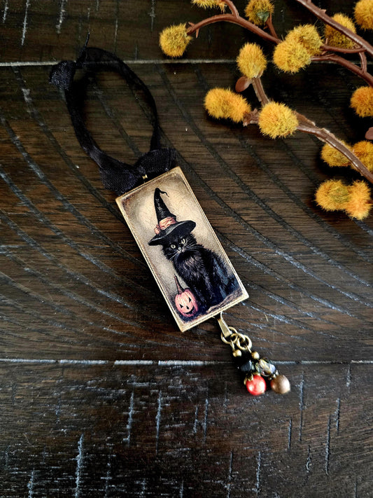 Black Cat Ornament, Halloween Decor