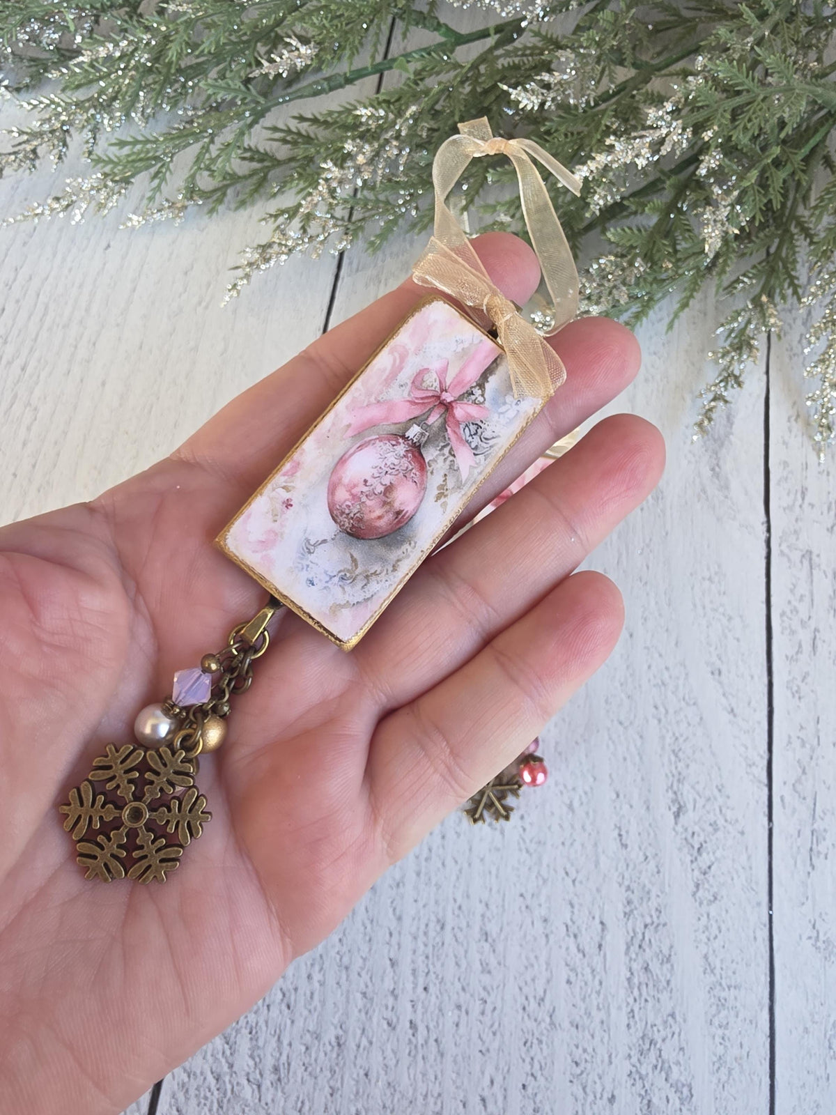 Unique Pink Christmas Bulb Ornaments, Christmas Pink Poinsettia